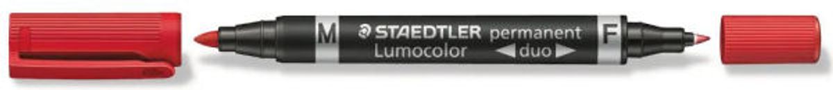 Staedtler lumocolor duo permanent marker 0,6mm-1,5mm rød 10 stk.