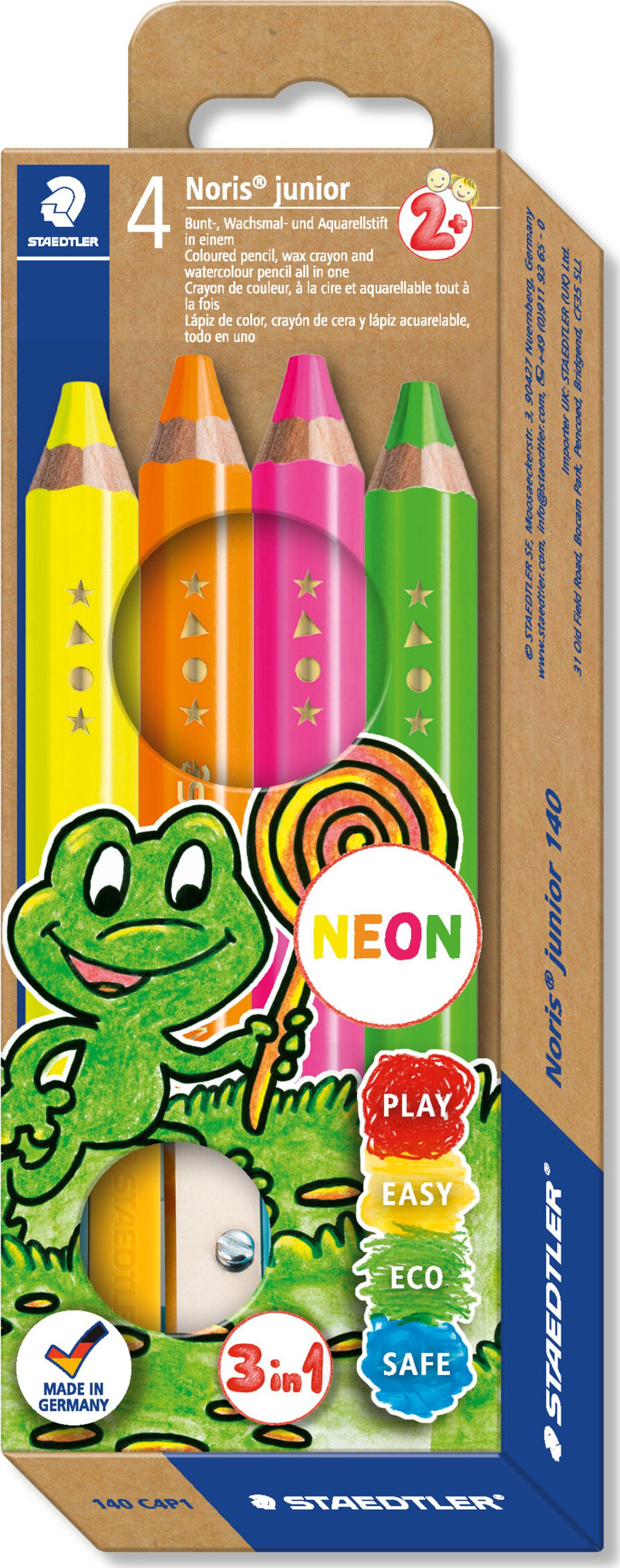 Staedtler - Noris Junior Farveblyanter - Neon - 4 Stk