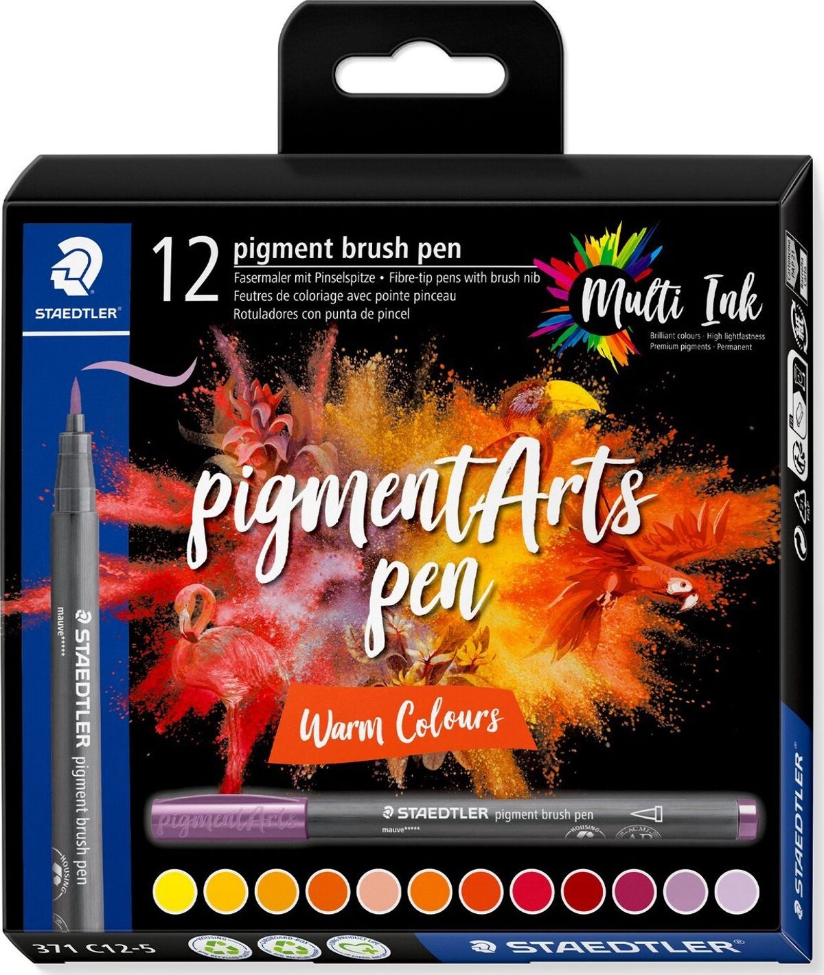 Staedtler - Pigment Arts Brush Pen Tusser - Varm - 12 Farver