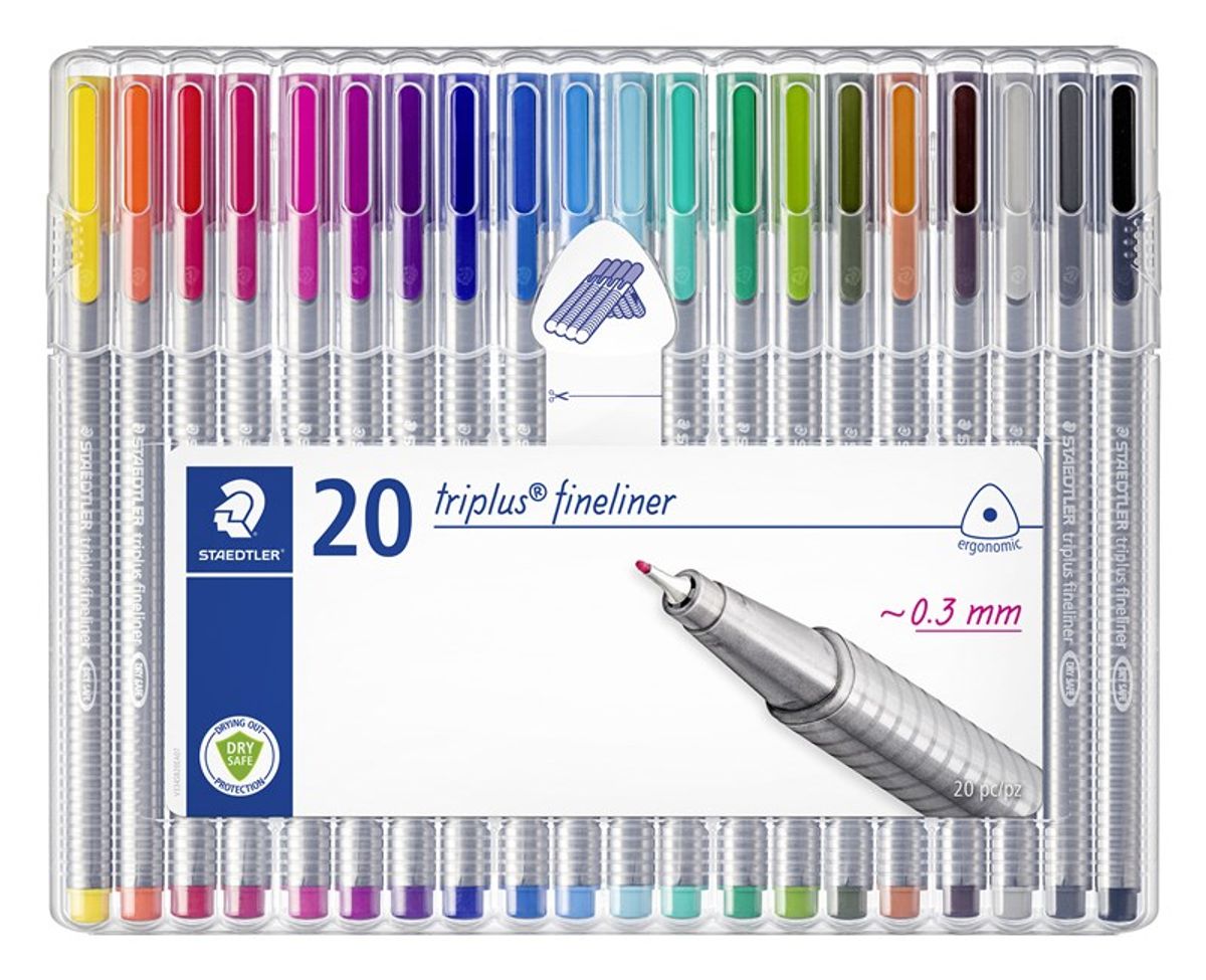 STAEDTLER Triplus fineliner, 20 stk. i stand-up æske