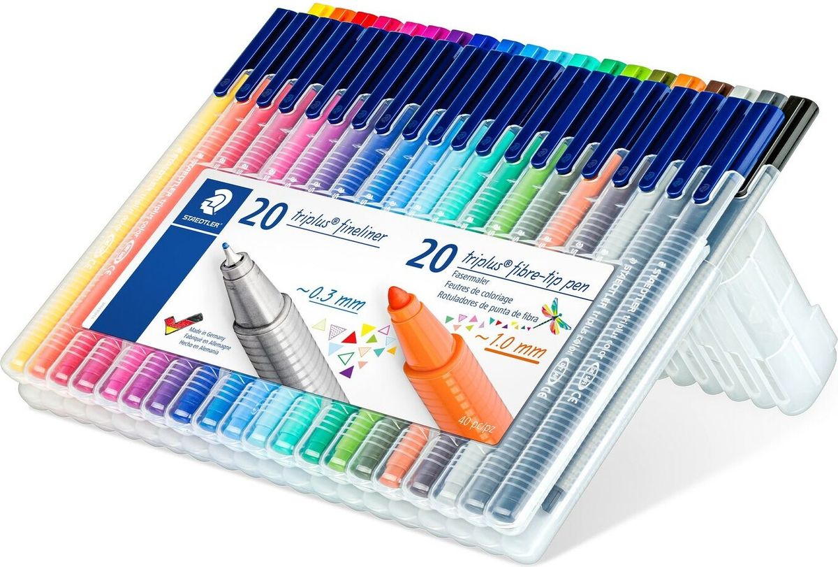 Staedtler - Triplus Fineliner Og Fibre Tip Pen Tusser - 40 Stk