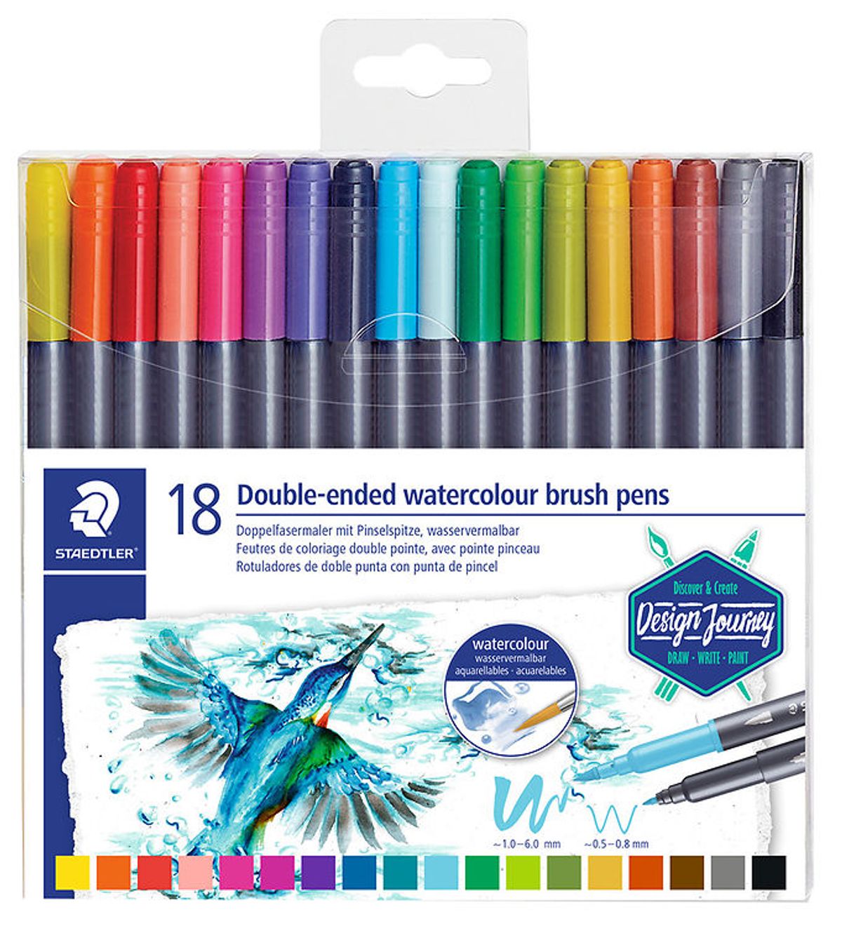 Staedtler Tuscher - 18 stk. - Double-ended Watercolour Brush Pen