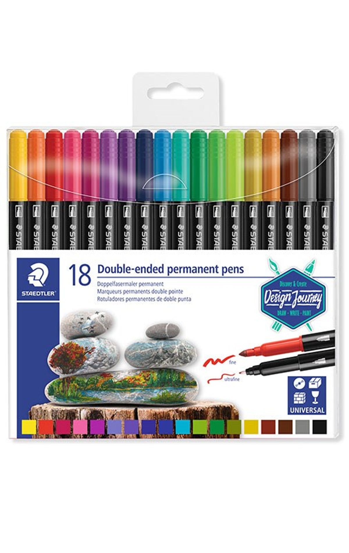 STAEDTLER Twin-tip permanente duo tusser, 18 stk.