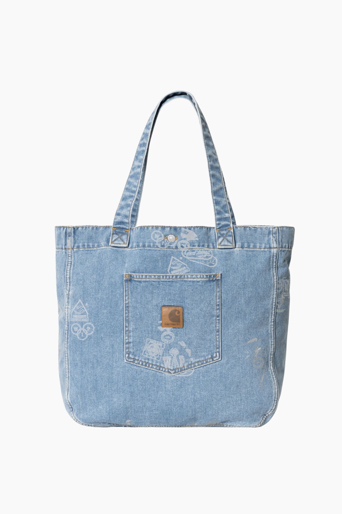 Stamp Tote Bag - Stamp Print, Blue (Bleached) - Carhartt WIP - Blå One Size