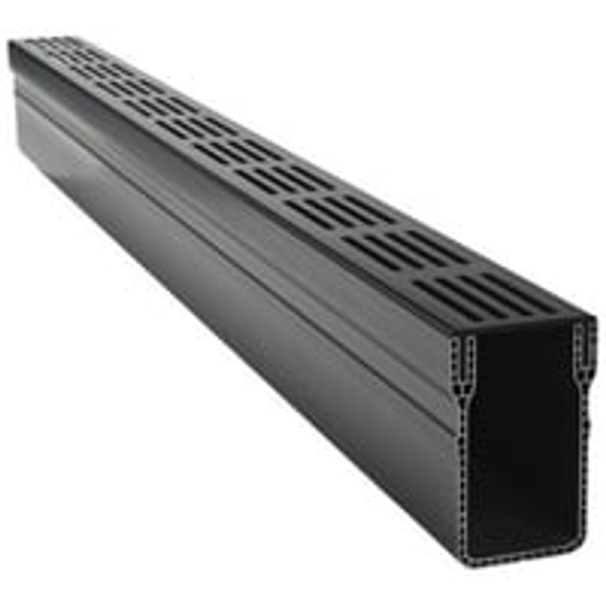 Star Drain 65 x 103 x 1000 mm PVC-rende med sort aluminiumsrist