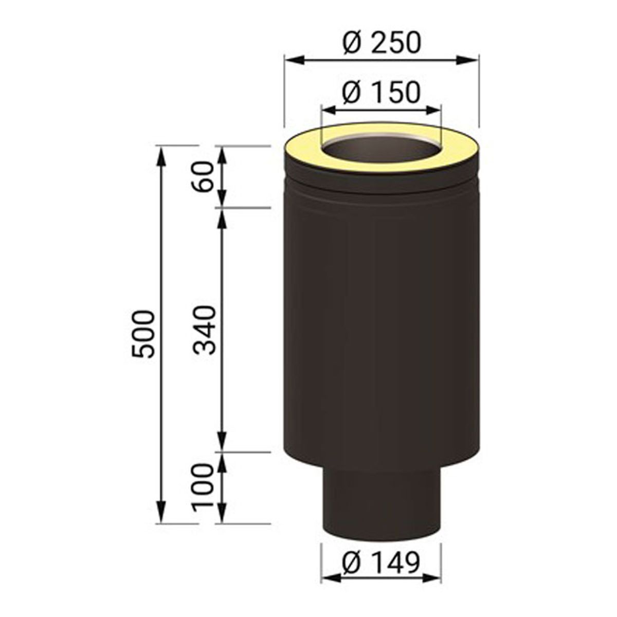 Startsektion Isoleret Design Line Ø150 - 400 mm