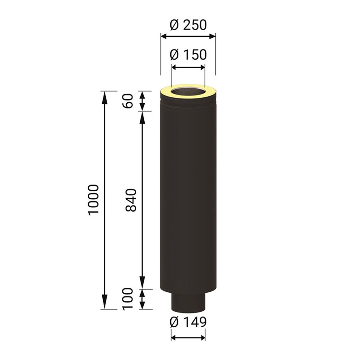 Startsektion Isoleret Design Line Ø150 - 900 mm