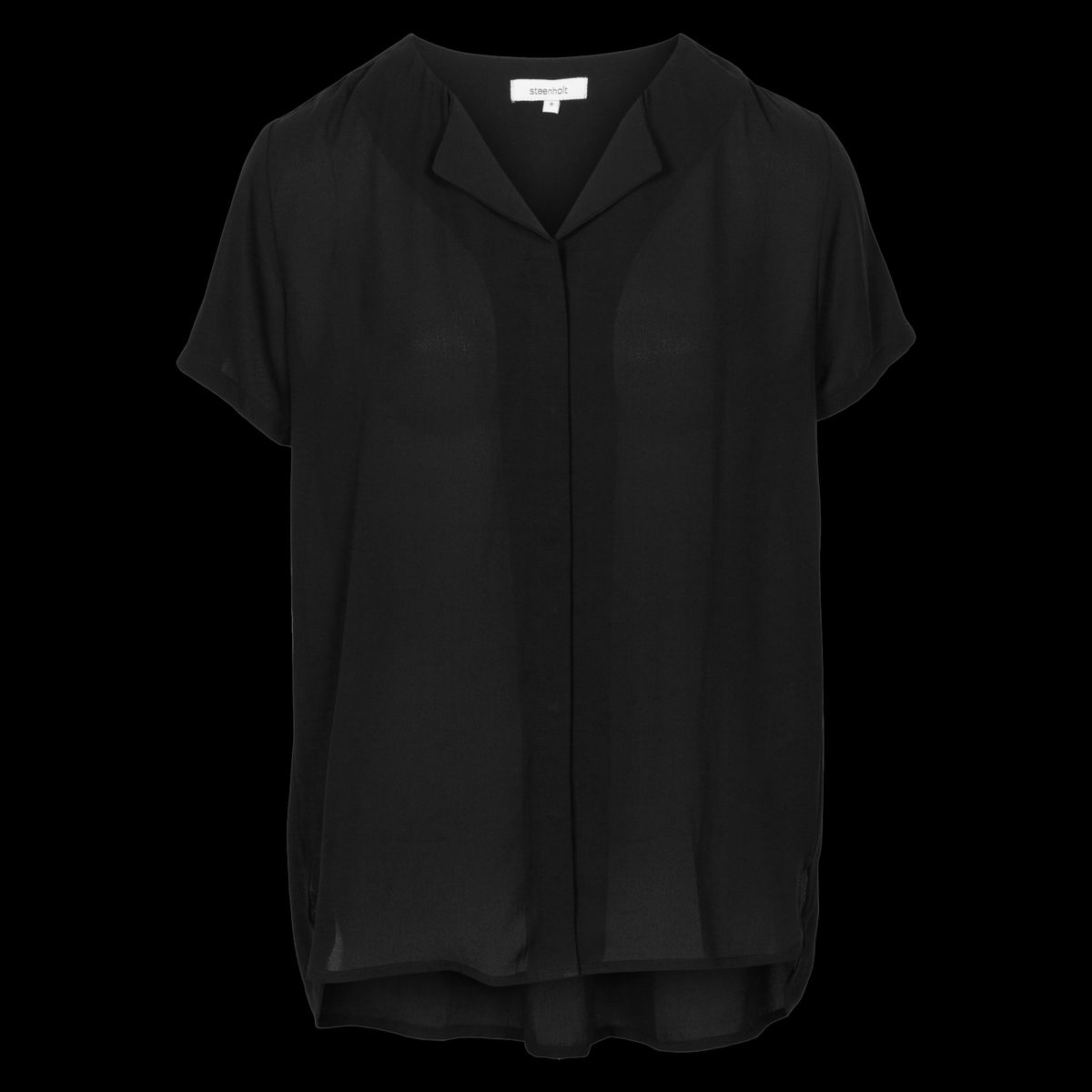 Steenholt Clara Dame Kortærmet bluse - Jet Black - 44