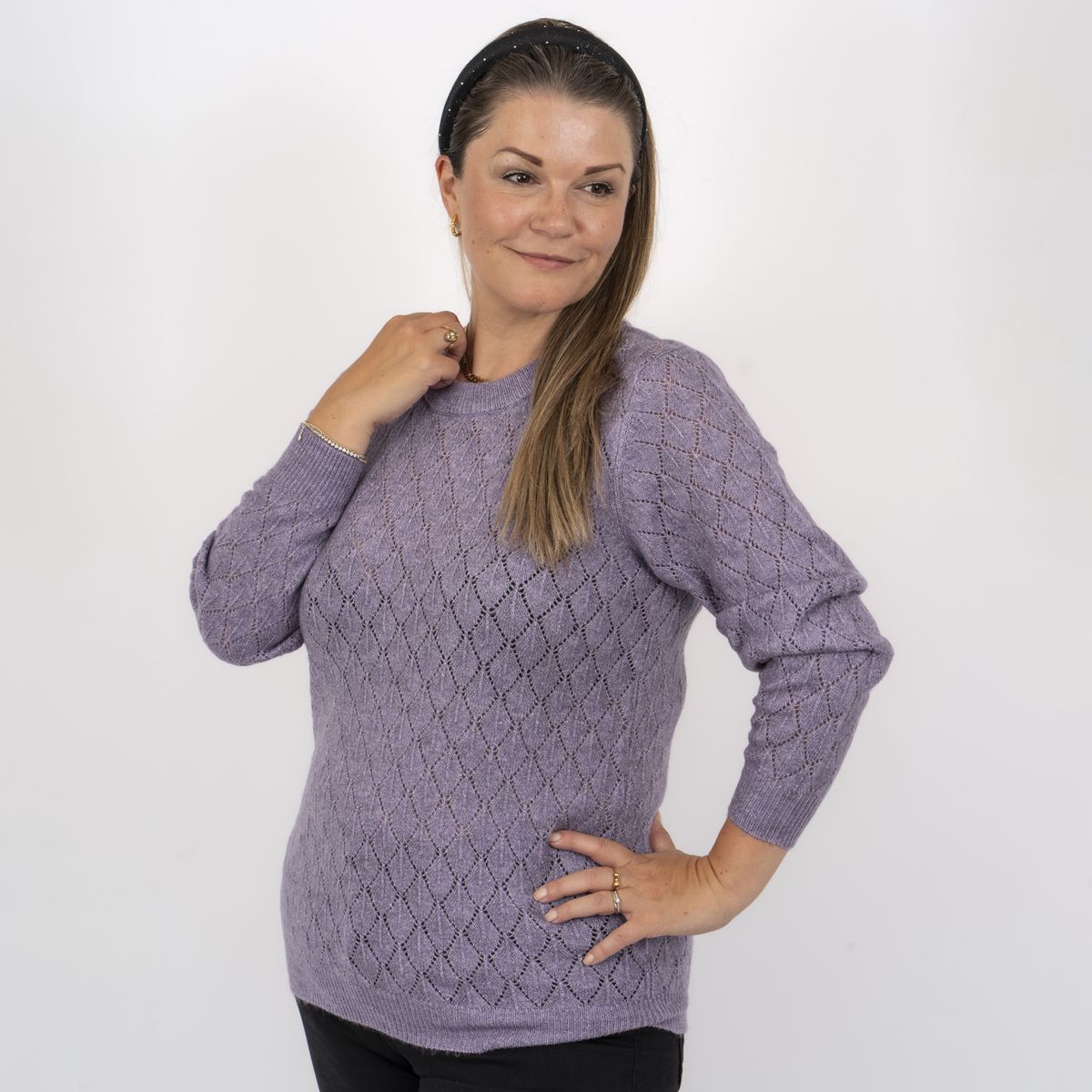 Steenholt Gora Dame Striktrøje - Lavender gray - 44