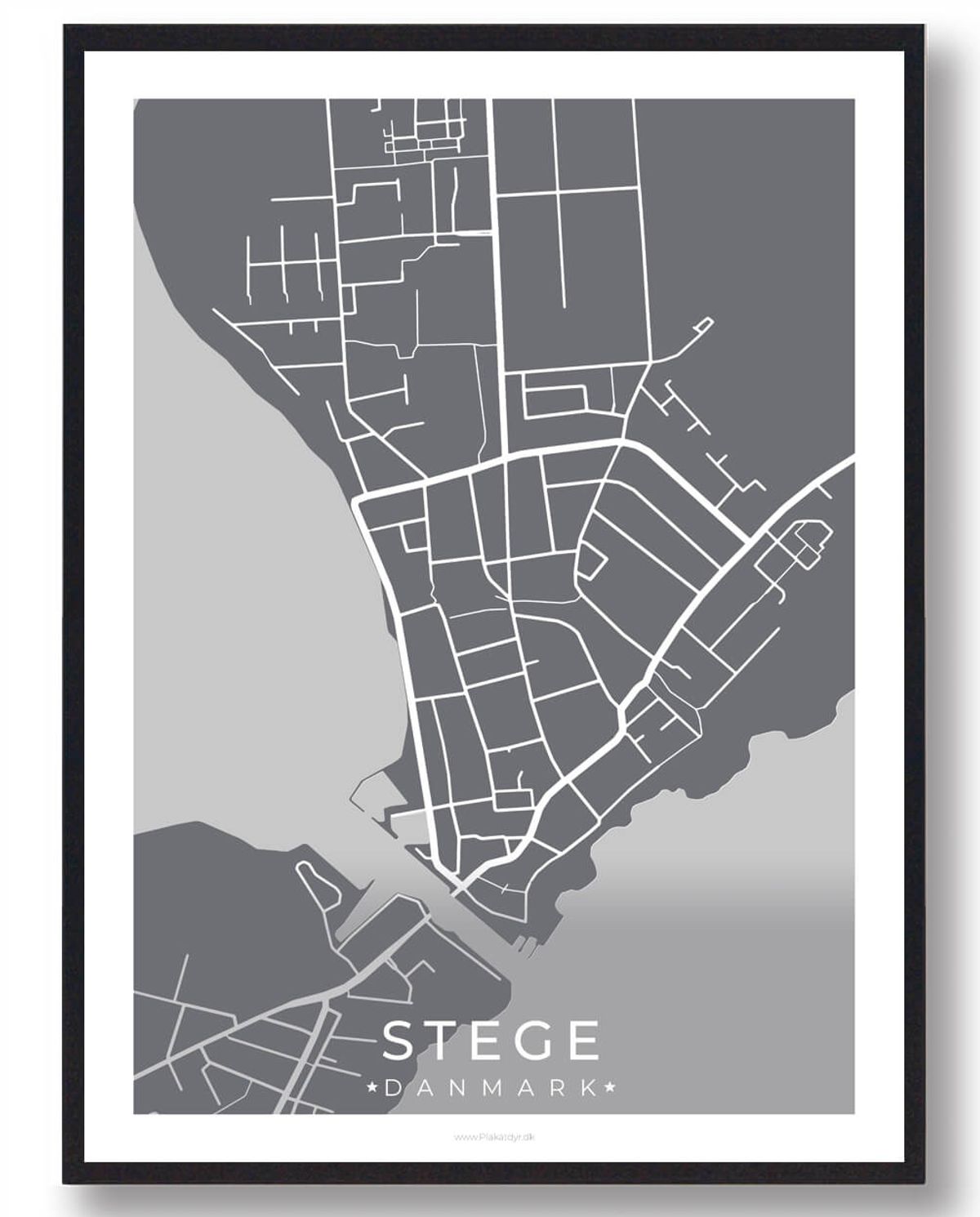 Stege by plakat - grå (Størrelse: L - 50x70cm (B2))