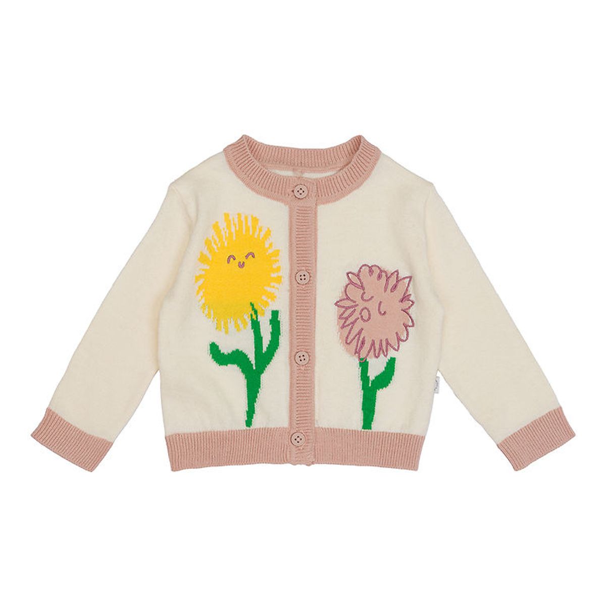 Stella McCartney Kids Cardigan - Strik - Hvid/Rosa m. Blomster