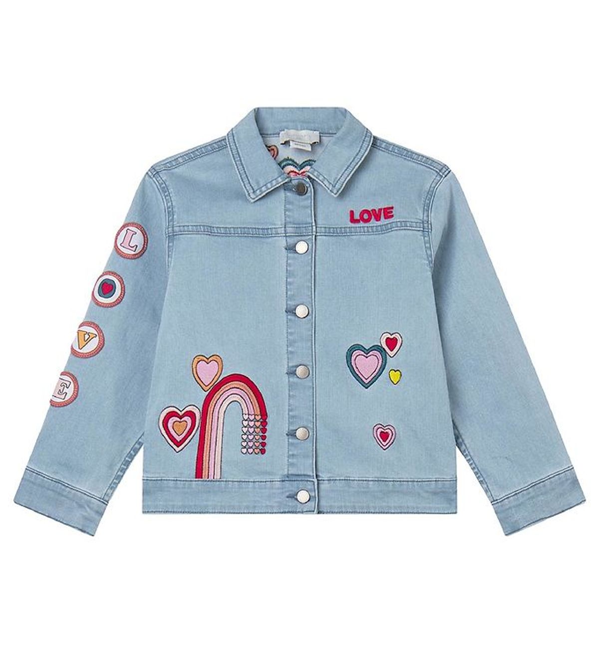 Stella McCartney Kids Denimjakke - Lyseblå m. Patches