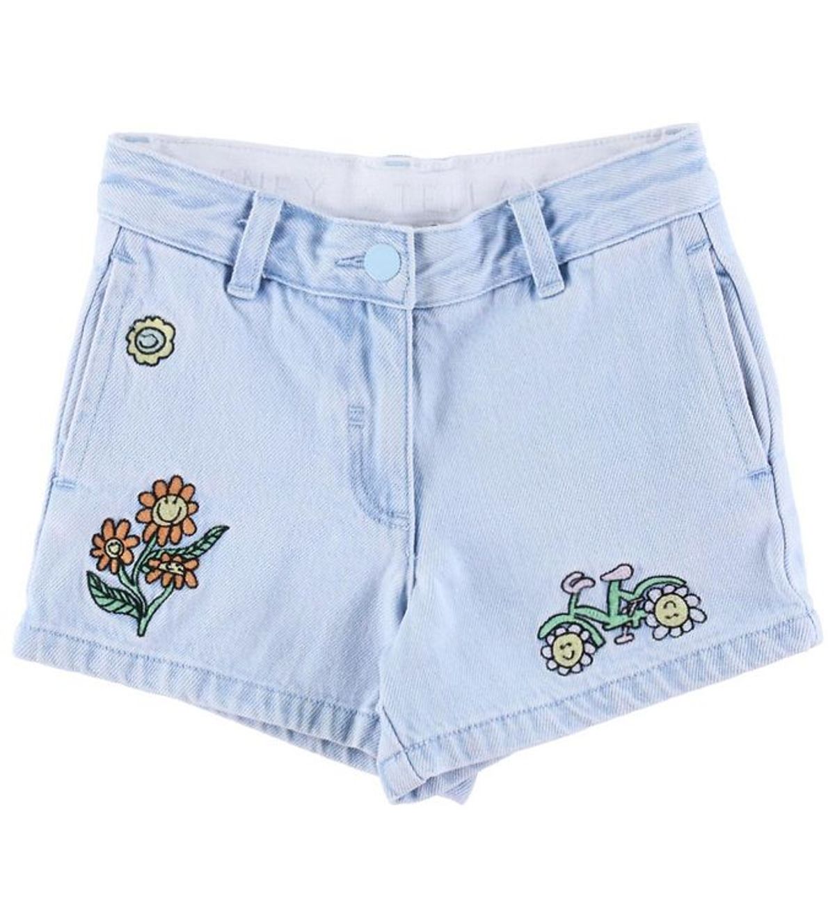 Stella McCartney Kids Denimshorts - Lyseblå m. Broderier