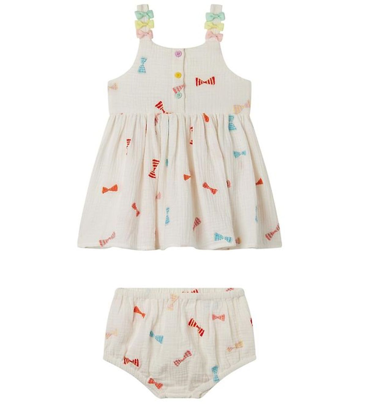 Stella McCartney Kids Kjole m. Bloomers - Hvid m. Sløjfer