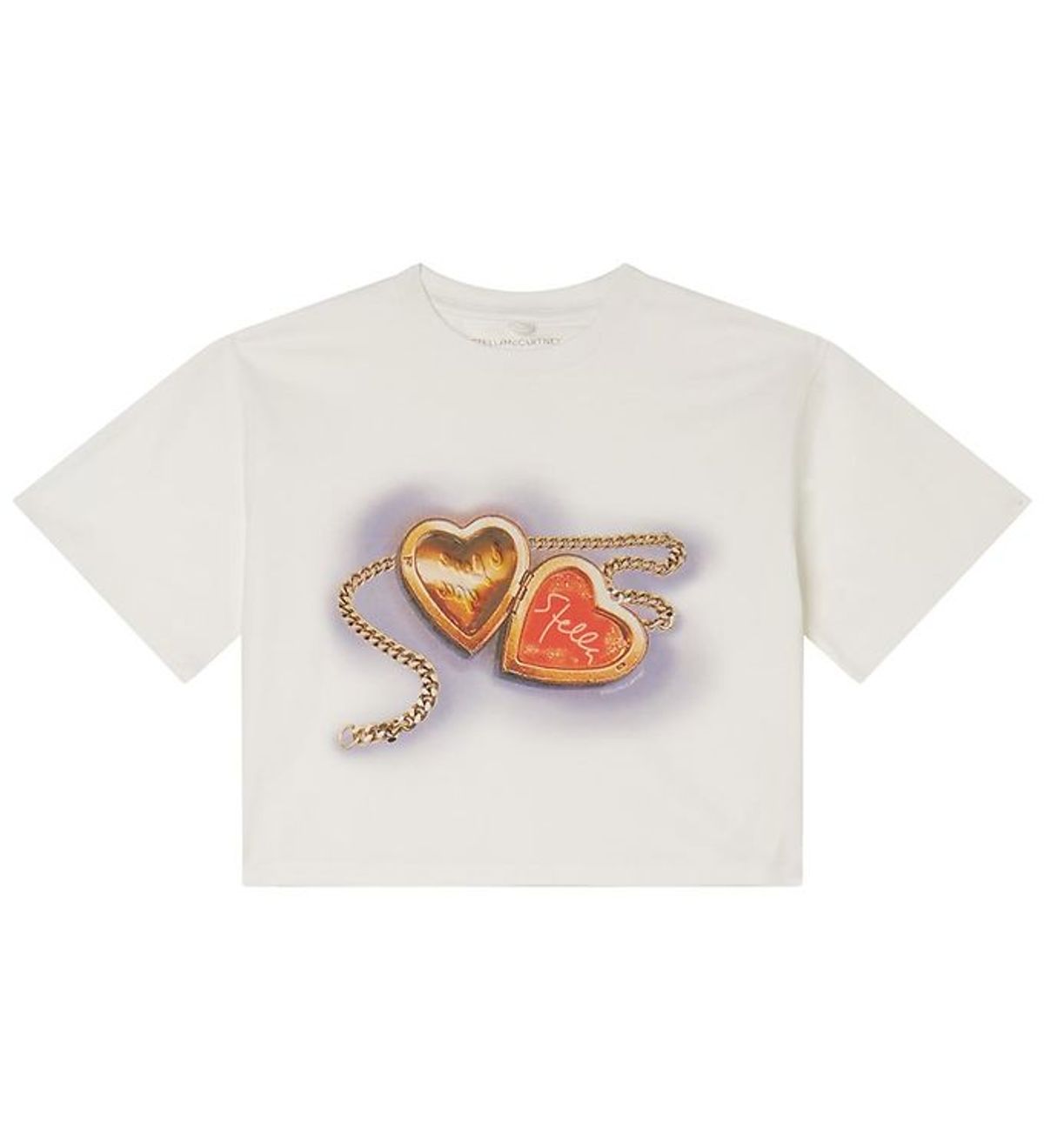 Stella McCartney Kids T-shirt - Cropped - Hvid m. Hjerter