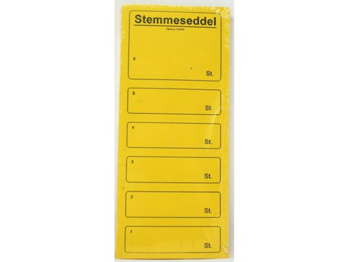 Stemmesedler 100 stk. gul