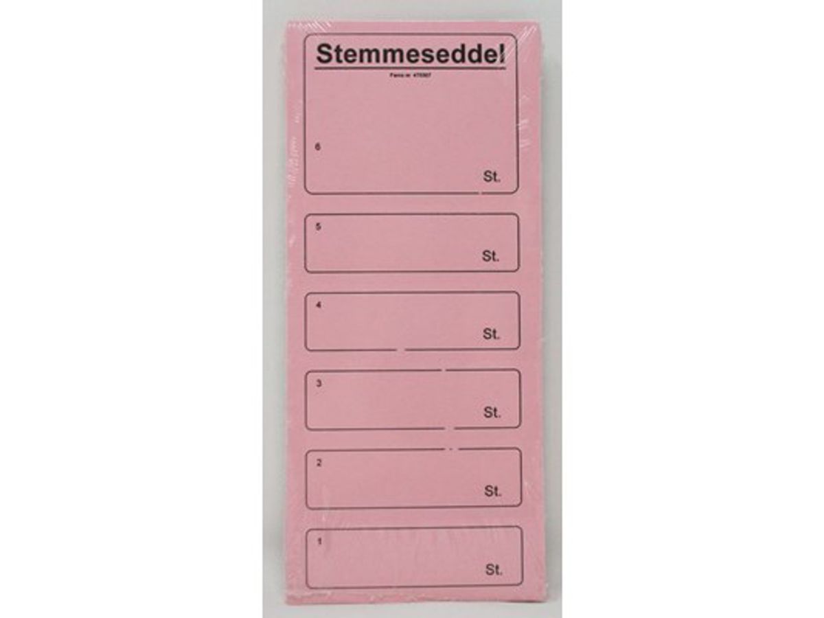 Stemmesedler 100 stk. Rosa