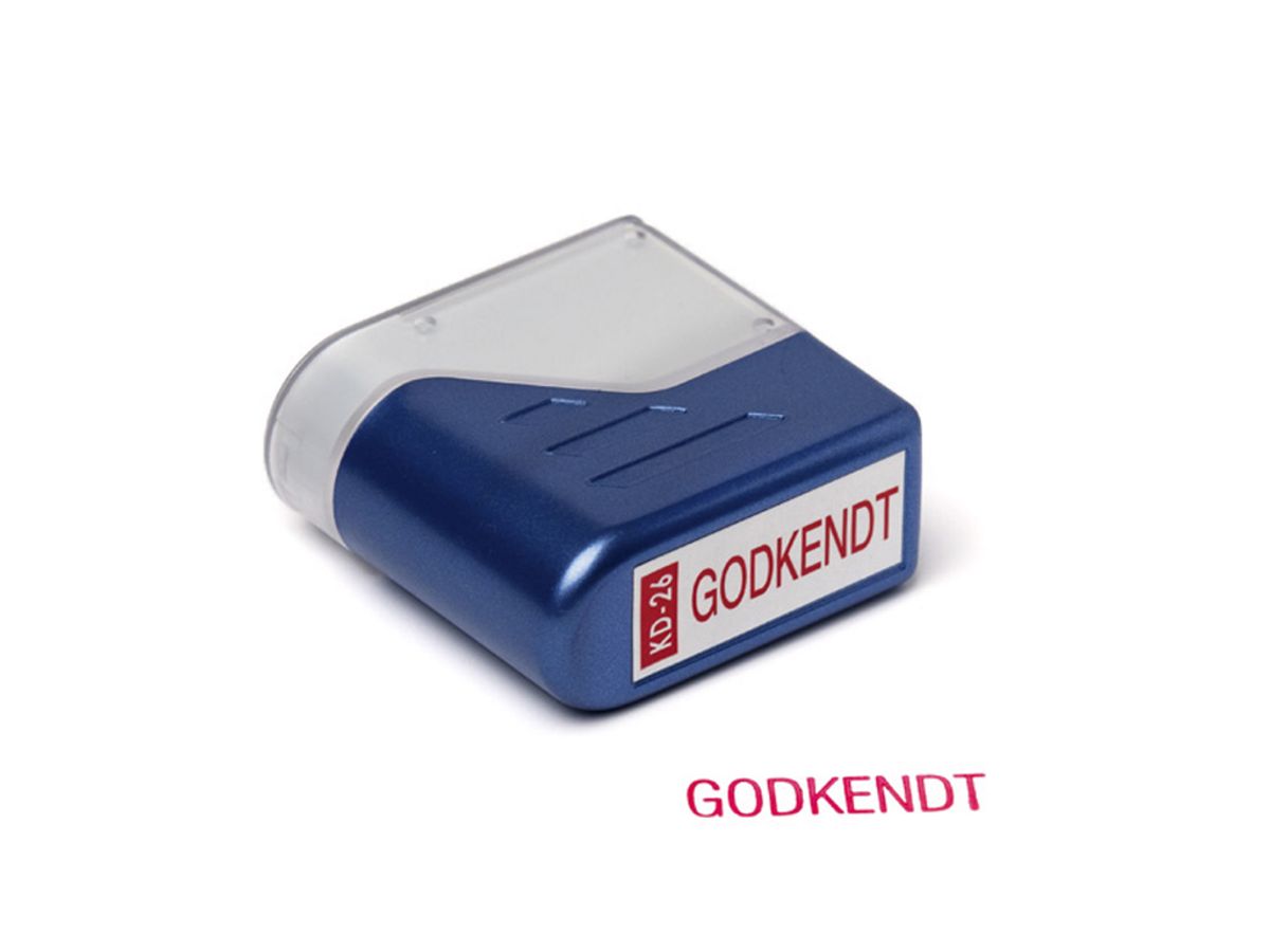 Stempel Deskmate med rød Tekst Godkendt