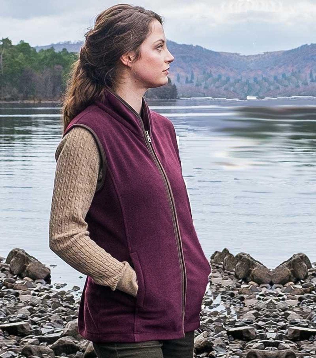 Stenton Ladies Vinrød Fleece Gilet vest - XL (UK16-18)