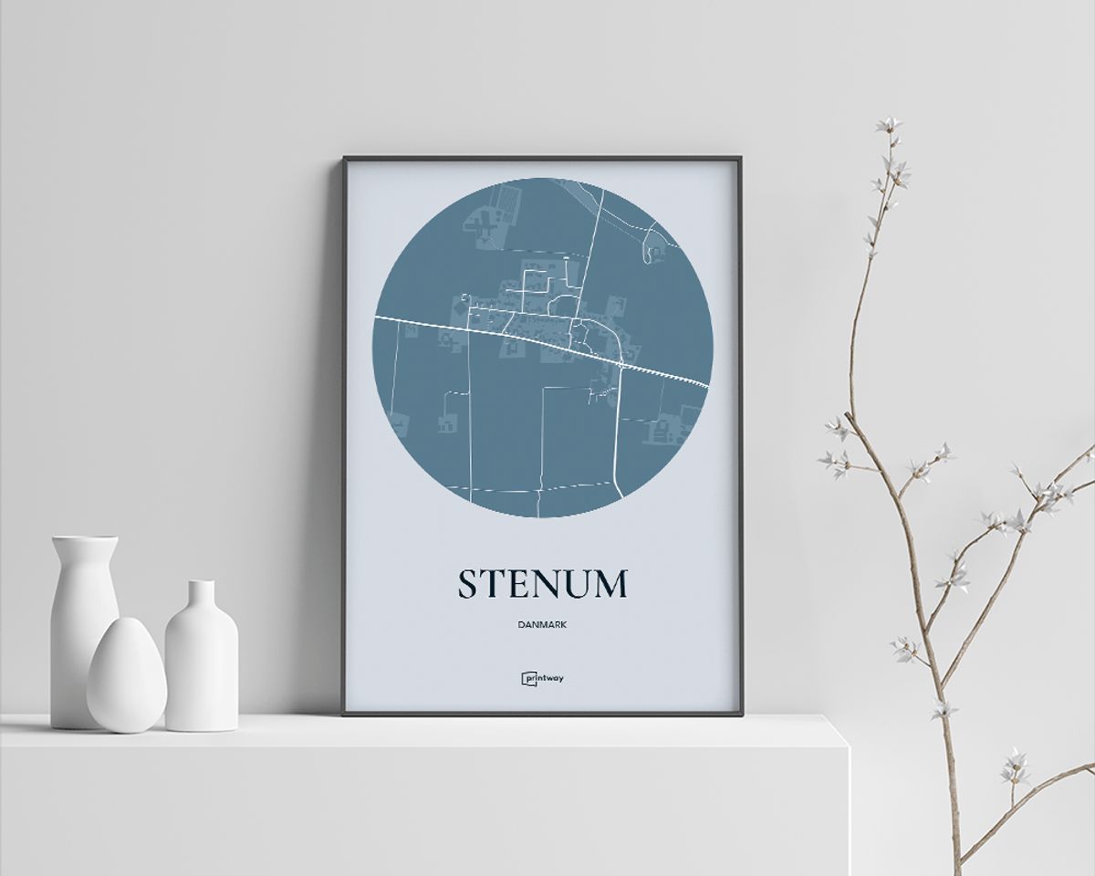 Stenum Plakaten Rundt kort Havblå 30×42 cm (A3)