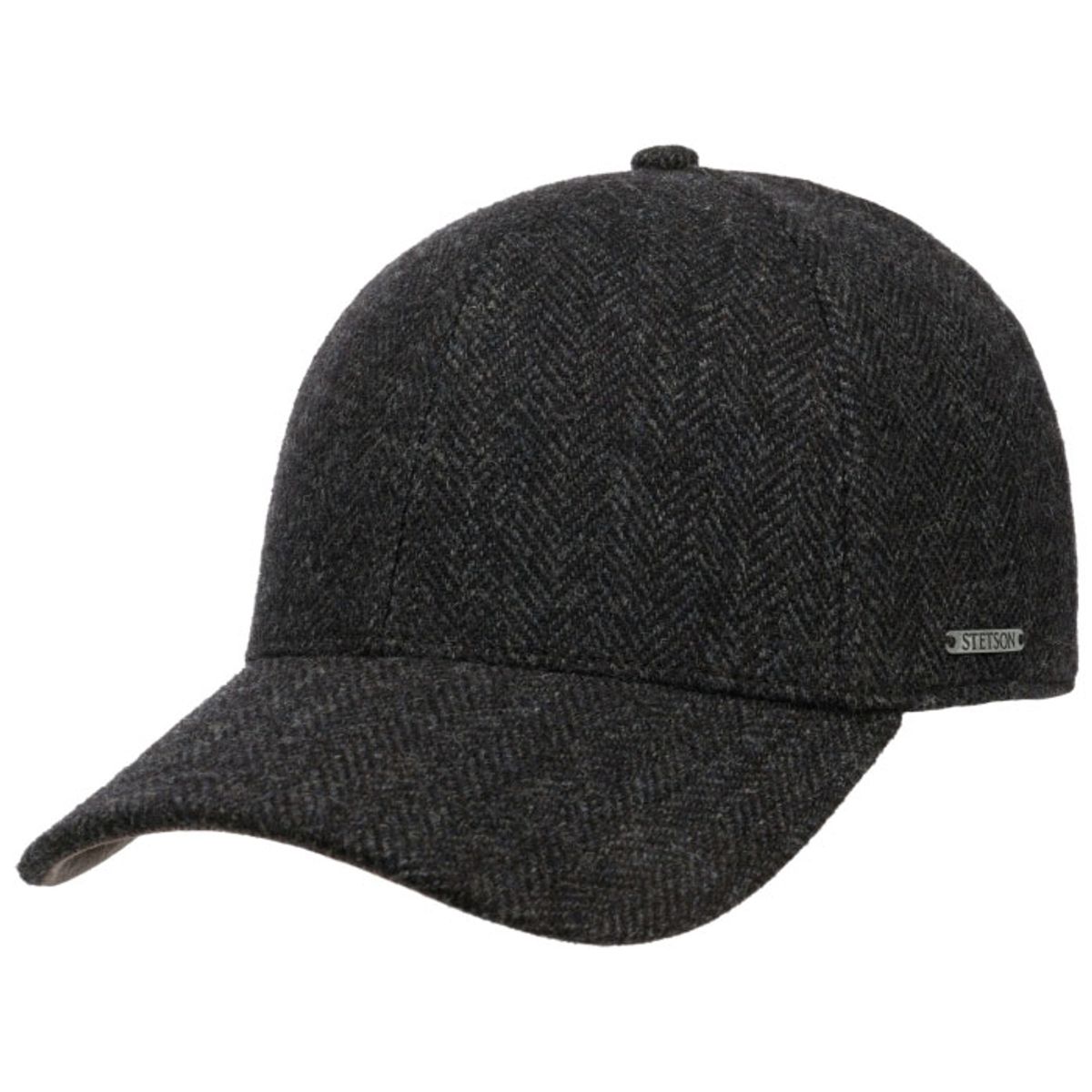 Stetson Baseball Wool herringbone, mørkegrå-L - Baseball cap, kasket