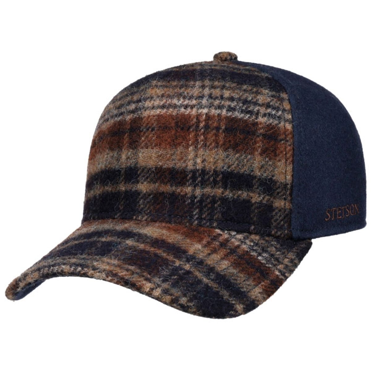 Stetson Trucker Cap Wool Check, Mørkeblå - Baseball cap, kasket