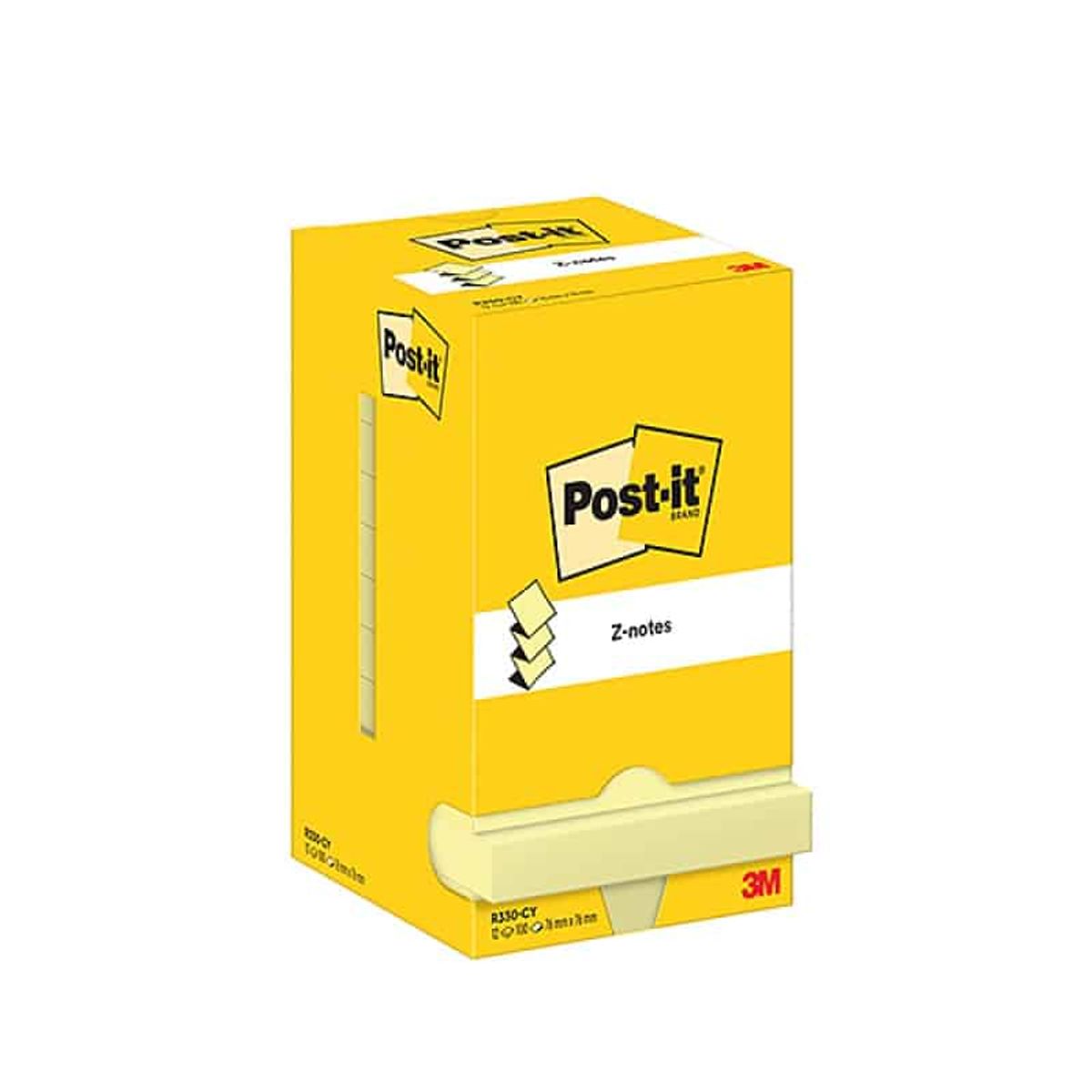 Sticky notes Post-it® Z-Notes (R-330), 76x76mm, 12x100 ark, gul,.