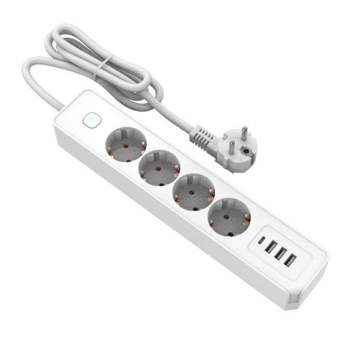 Stikdåse - 4 udtag, 3 USB A stik, 1 USB C stik - iHero