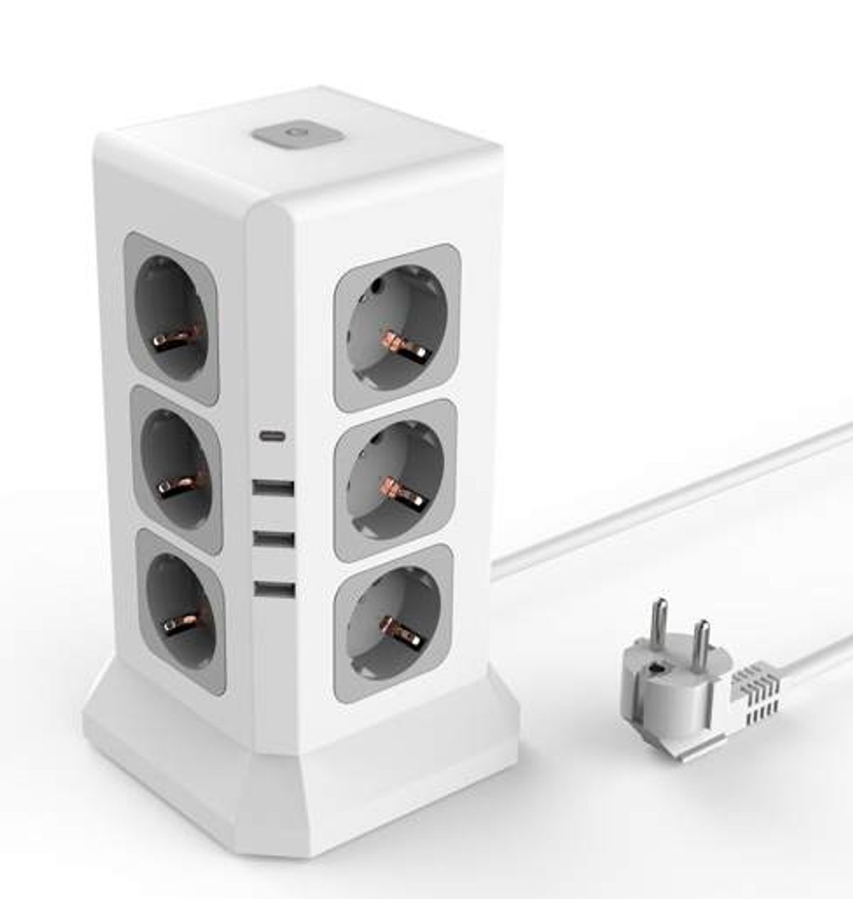 Stiktårn - 12 udtag, 3 USB A stik, 1 USB C stik - iHero