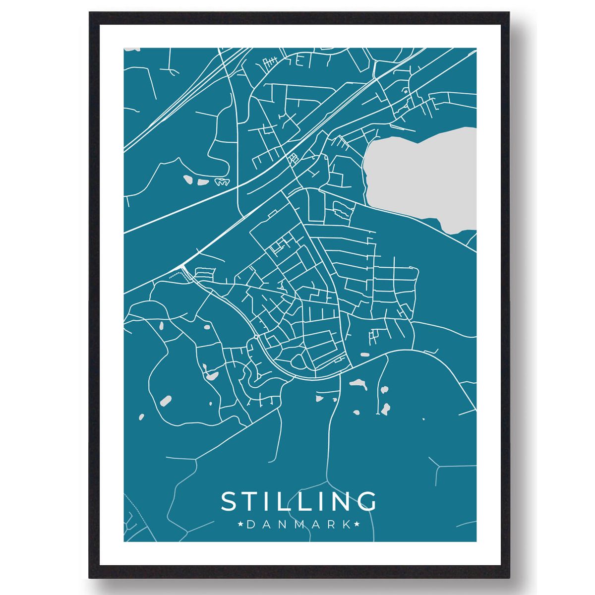 Stilling by plakat - blå (Størrelse: M - 30x40cm)