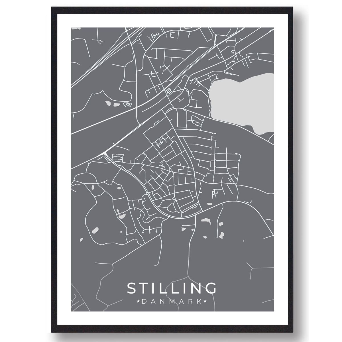 Stilling by plakat - grå (Størrelse: M - 30x40cm)