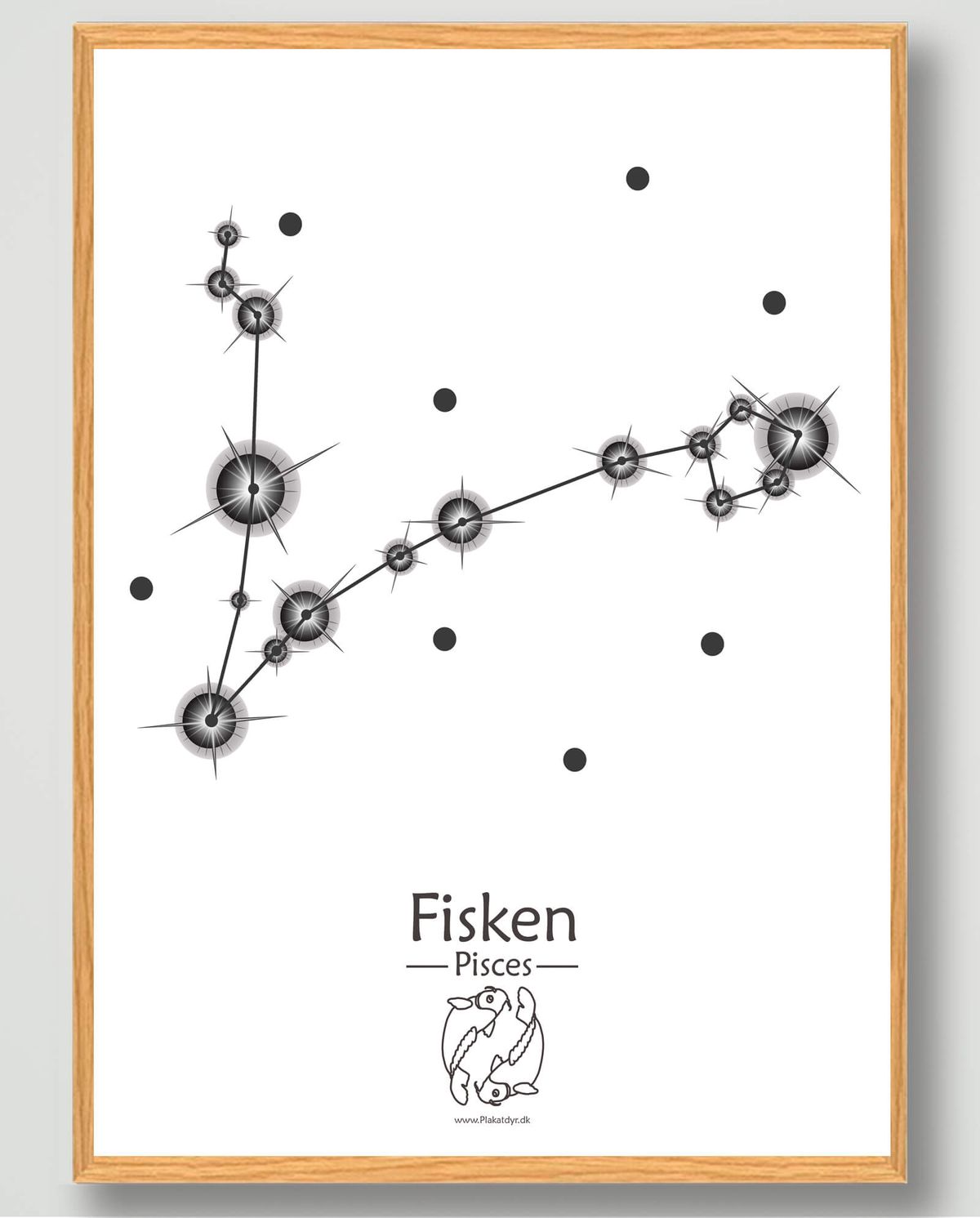 Stjernebillede fisken (hvid) - plakat (Størrelse: L - 50x70cm (B2))