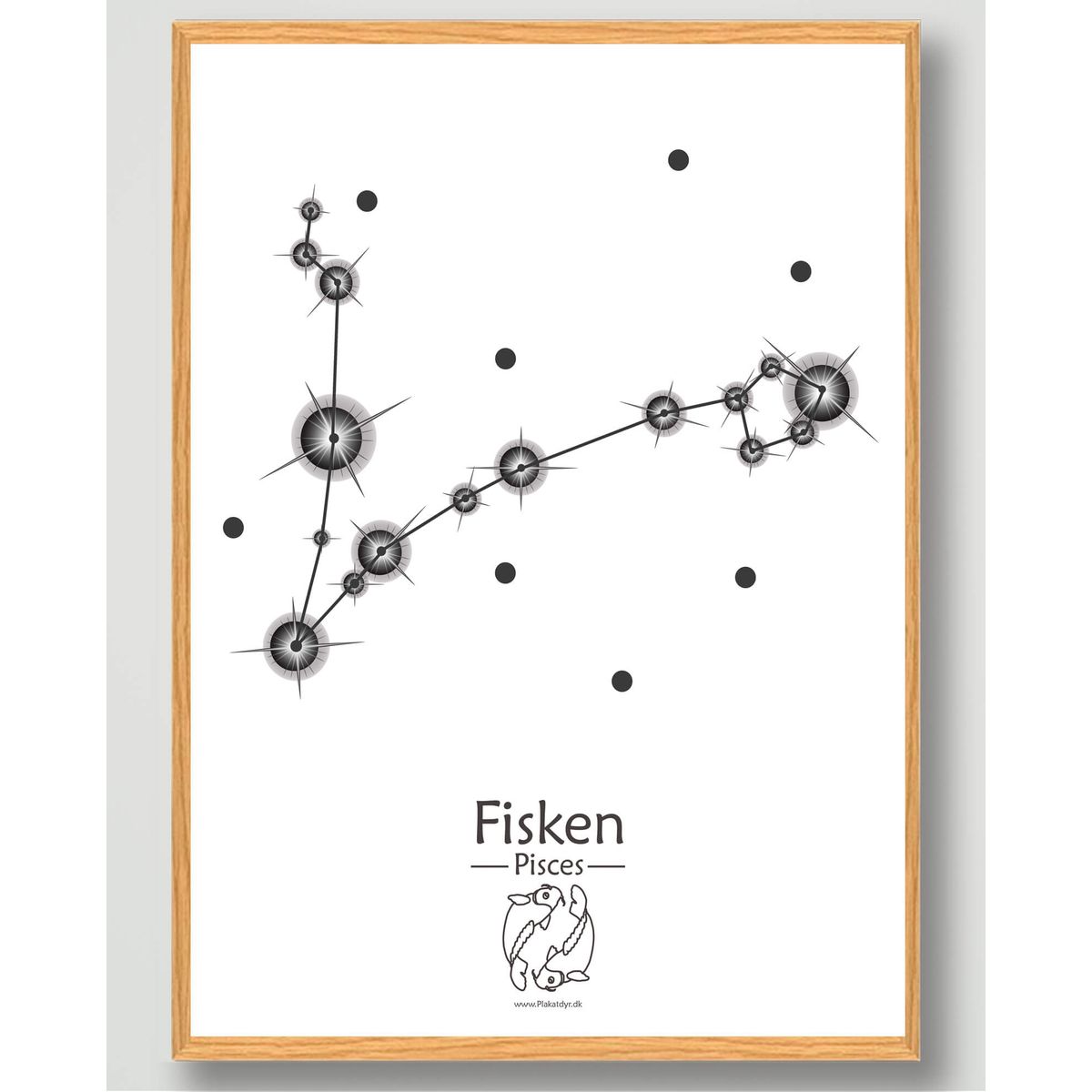 Stjernebillede fisken (hvid) - plakat (Størrelse: M - 30x40cm)