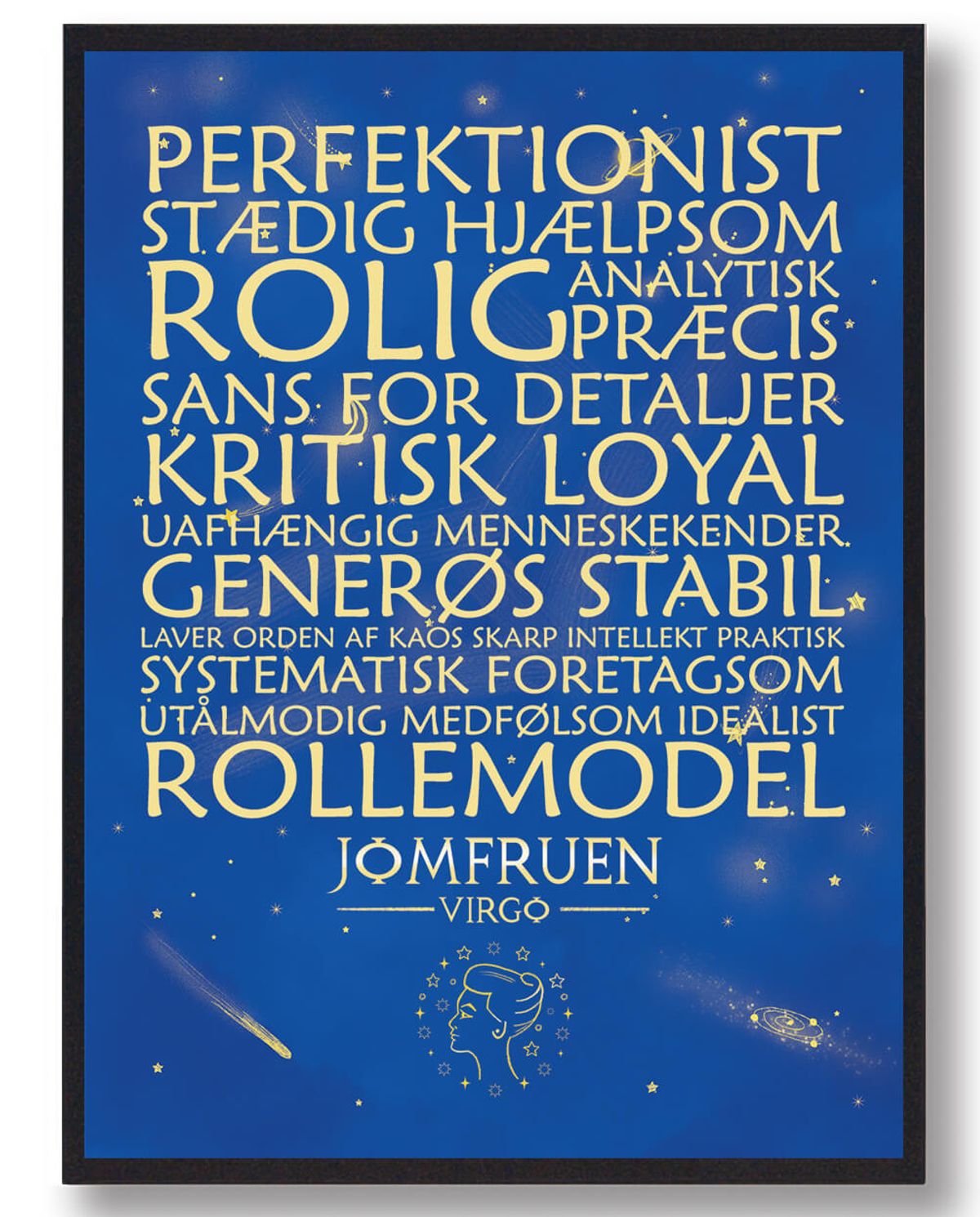 Stjernebillede jomfruen blå (Størrelse: M - 30x40cm)