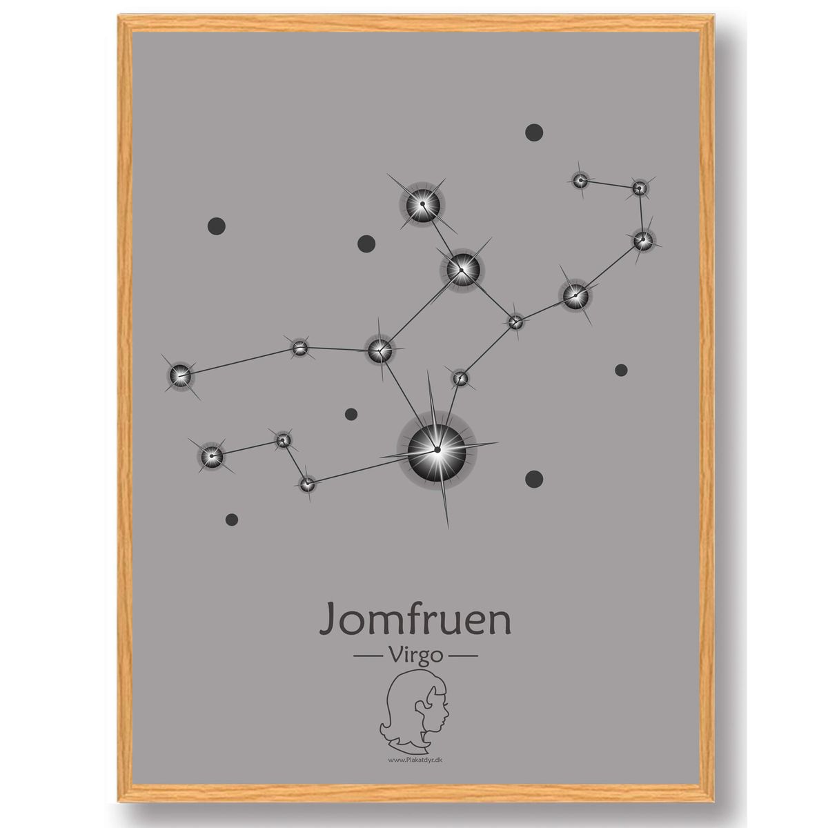 Stjernebillede jomfruen (grå) - plakat (Størrelse: S - 21x29,7cm (A4))