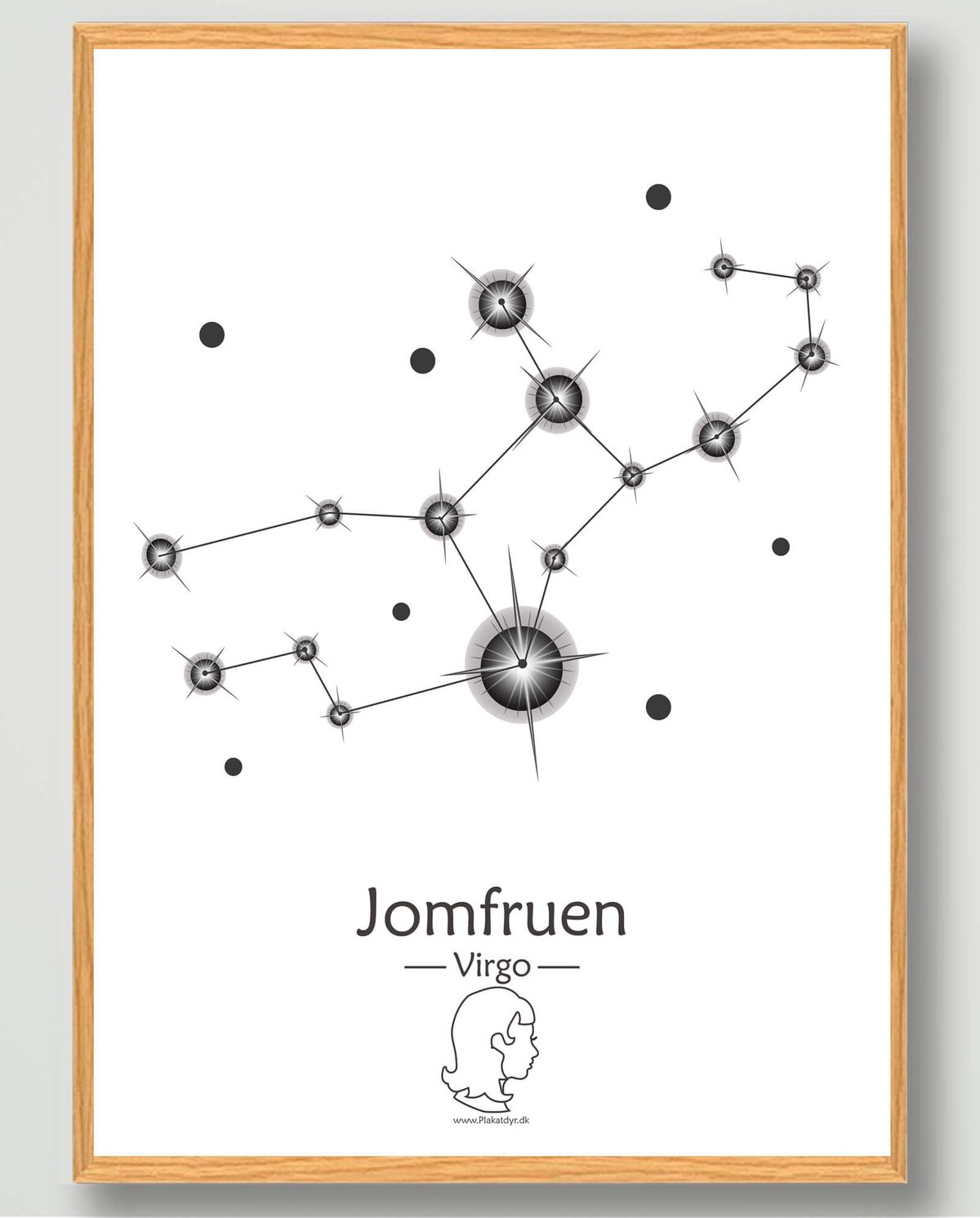 Stjernebillede jomfruen (hvid) - plakat (Størrelse: L - 50x70cm (B2))