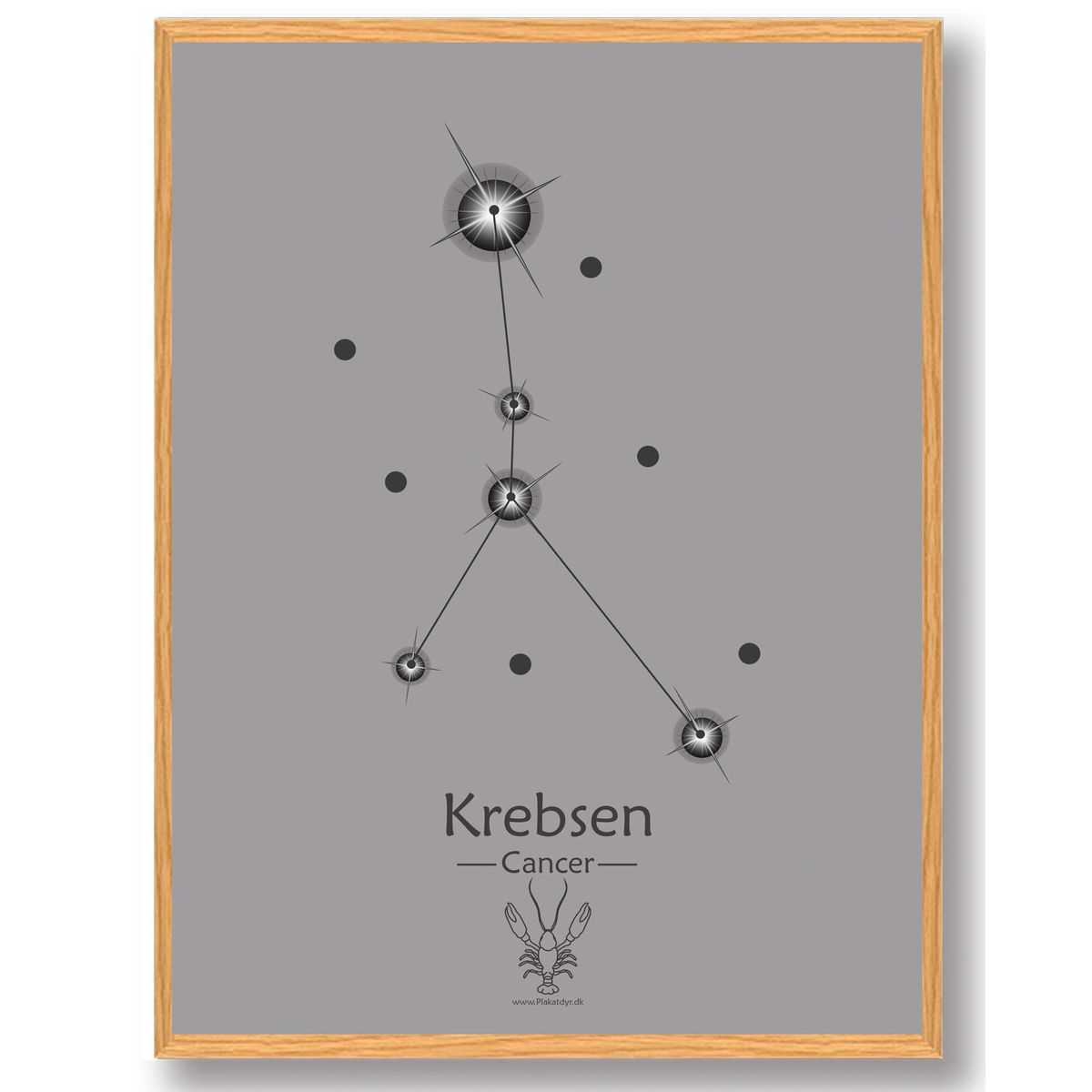 Stjernebillede krebsen (grå) - plakat (Størrelse: S - 21x29,7cm (A4))