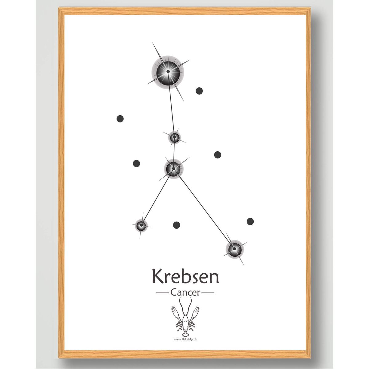 Stjernebillede krebsen (hvid) - plakat (Størrelse: S - 21x29,7cm (A4))