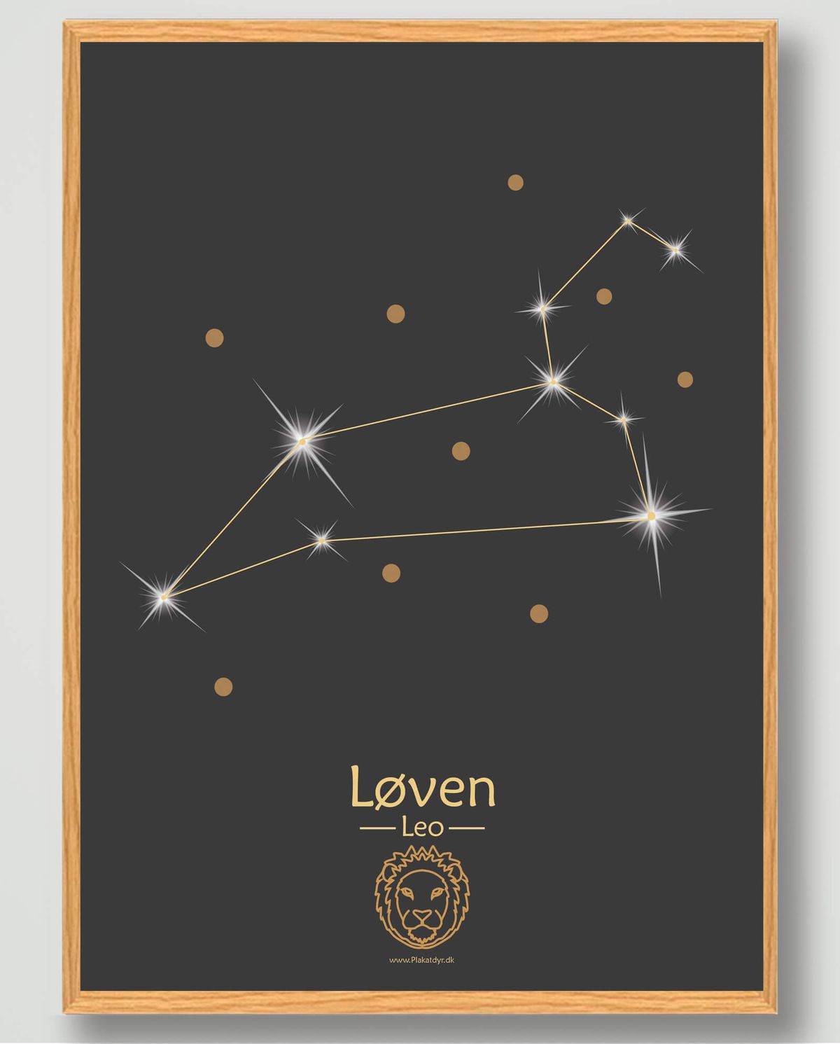 Stjernebillede løven (sort) - plakat (Størrelse: M - 30x40cm)