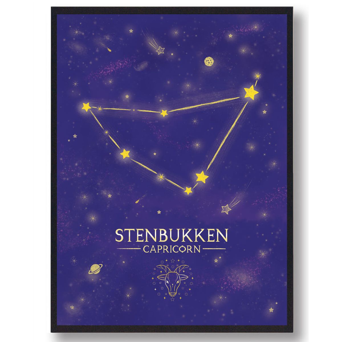 Stjernebillede stenbukken - lilla (Størrelse: M - 30x40cm)