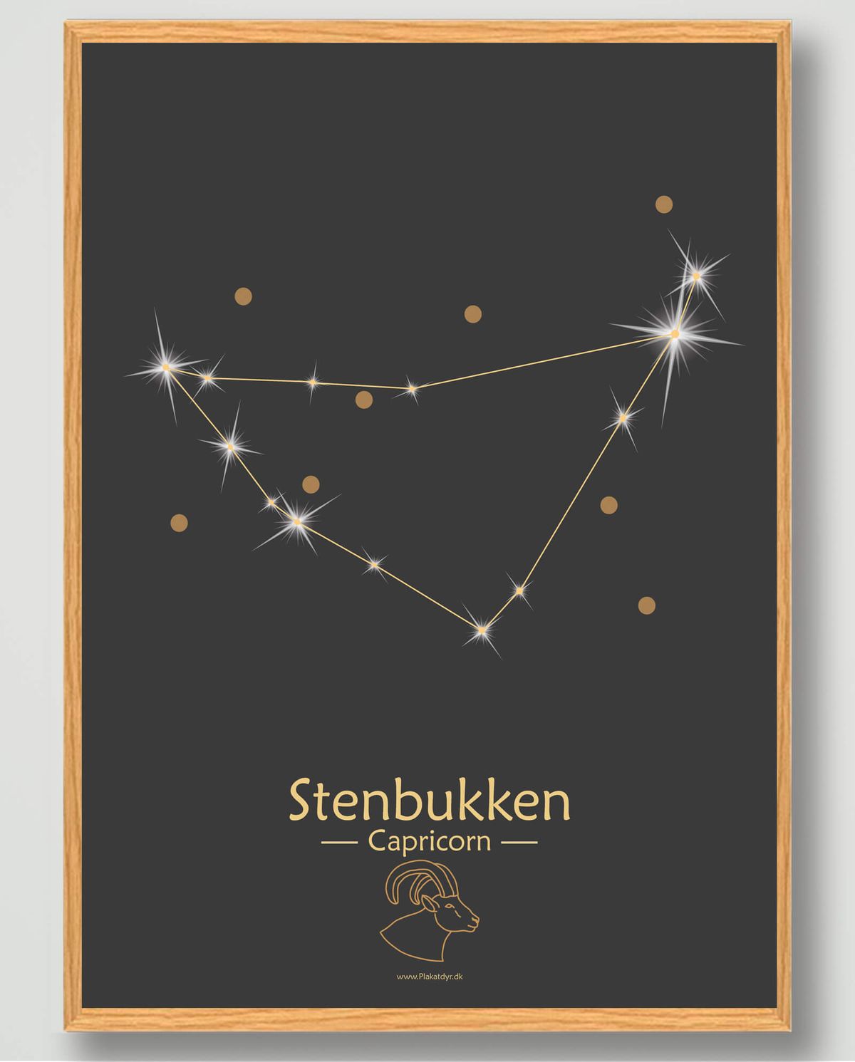 Stjernebillede stenbukken (sort) - plakat (Størrelse: S - 21x29,7cm (A4))