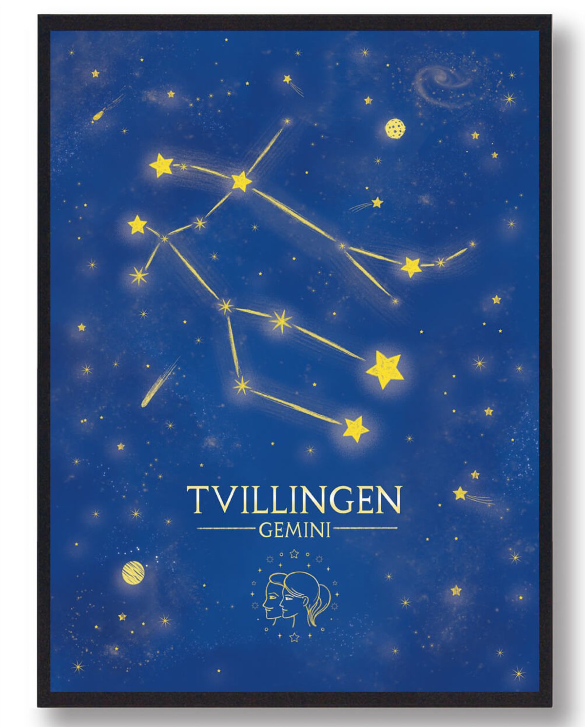 Stjernebillede tvillingen - blå (Størrelse: L - 50x70cm (B2))