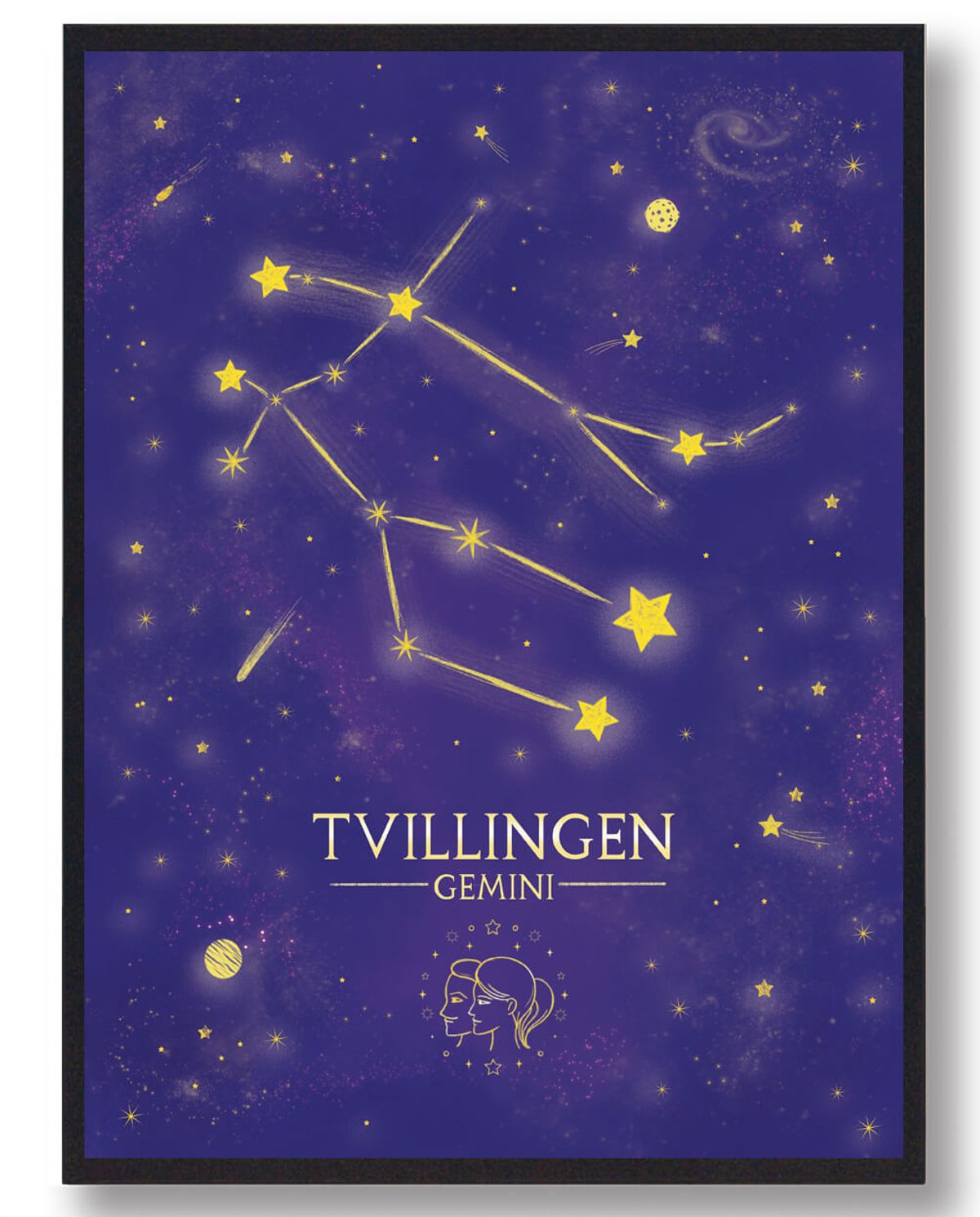 Stjernebillede tvillingen - lilla (Størrelse: M - 30x40cm)