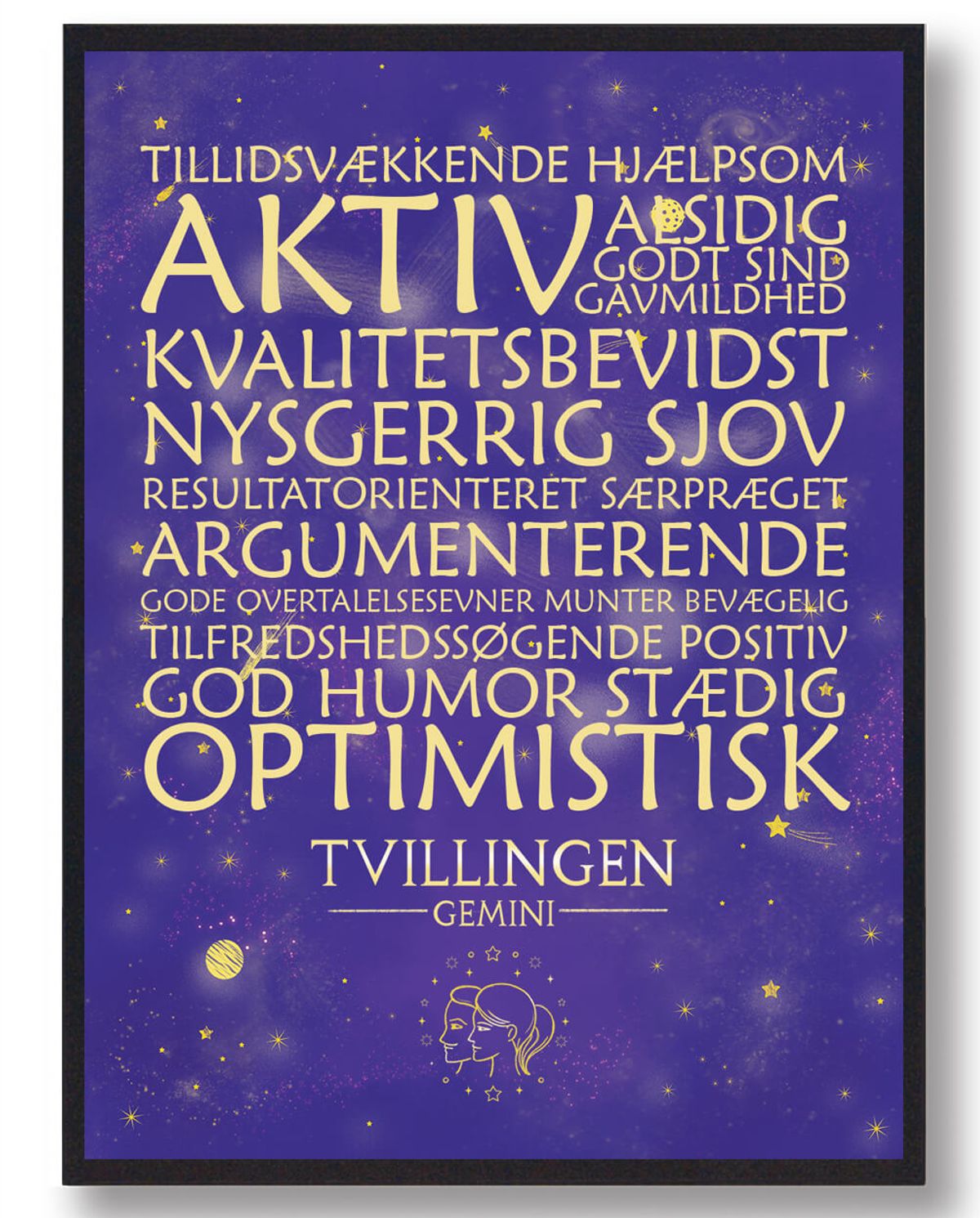 Stjernebillede tvillingen lilla (Størrelse: M - 30x40cm)