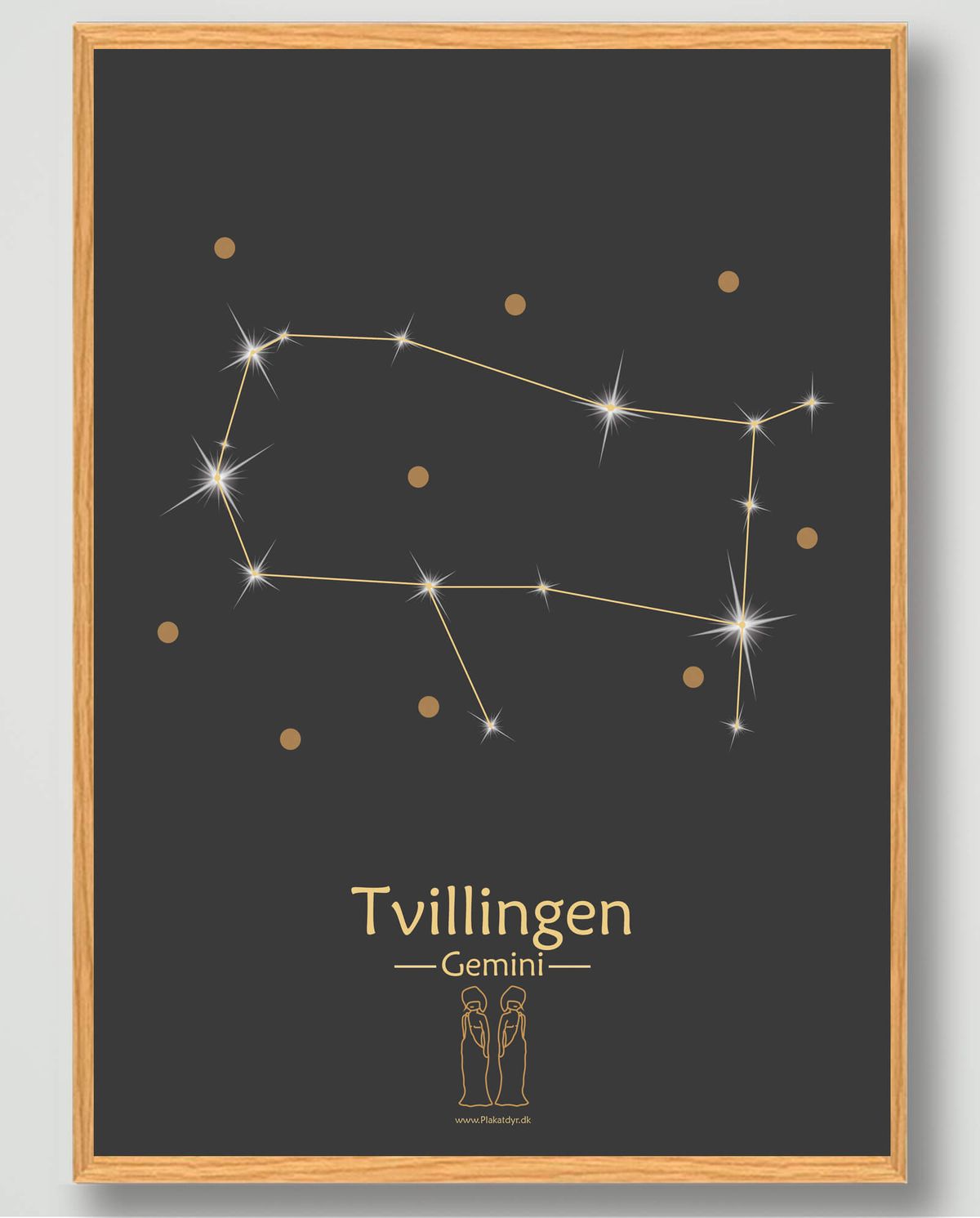 Stjernebillede tvillingen (sort) - plakat (Størrelse: L - 50x70cm (B2))