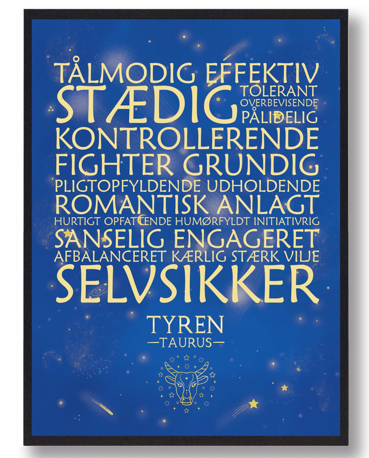 Stjernebillede tyren blå (Størrelse: M - 30x40cm)