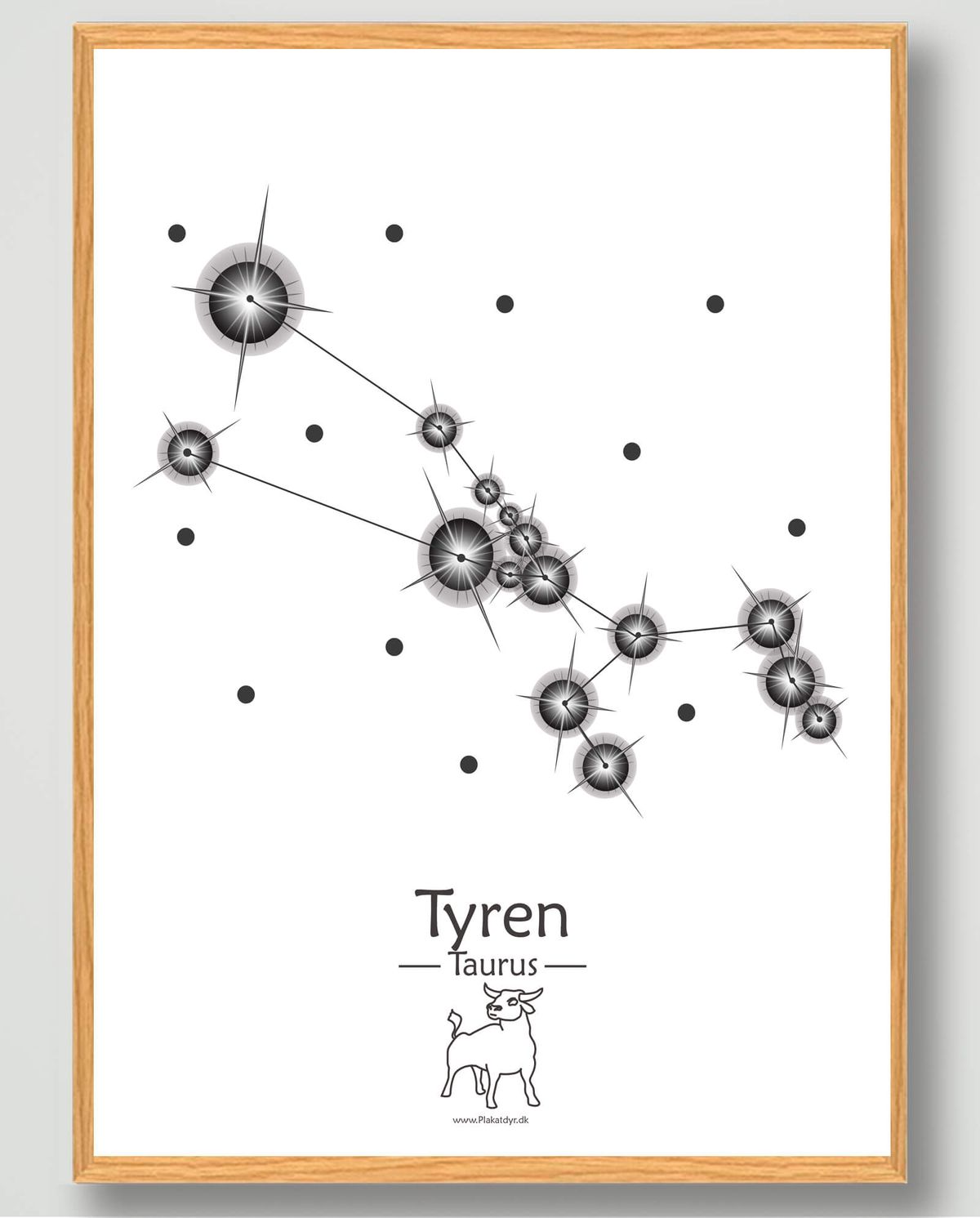 Stjernebillede tyren (hvid) - plakat (Størrelse: S - 21x29,7cm (A4))