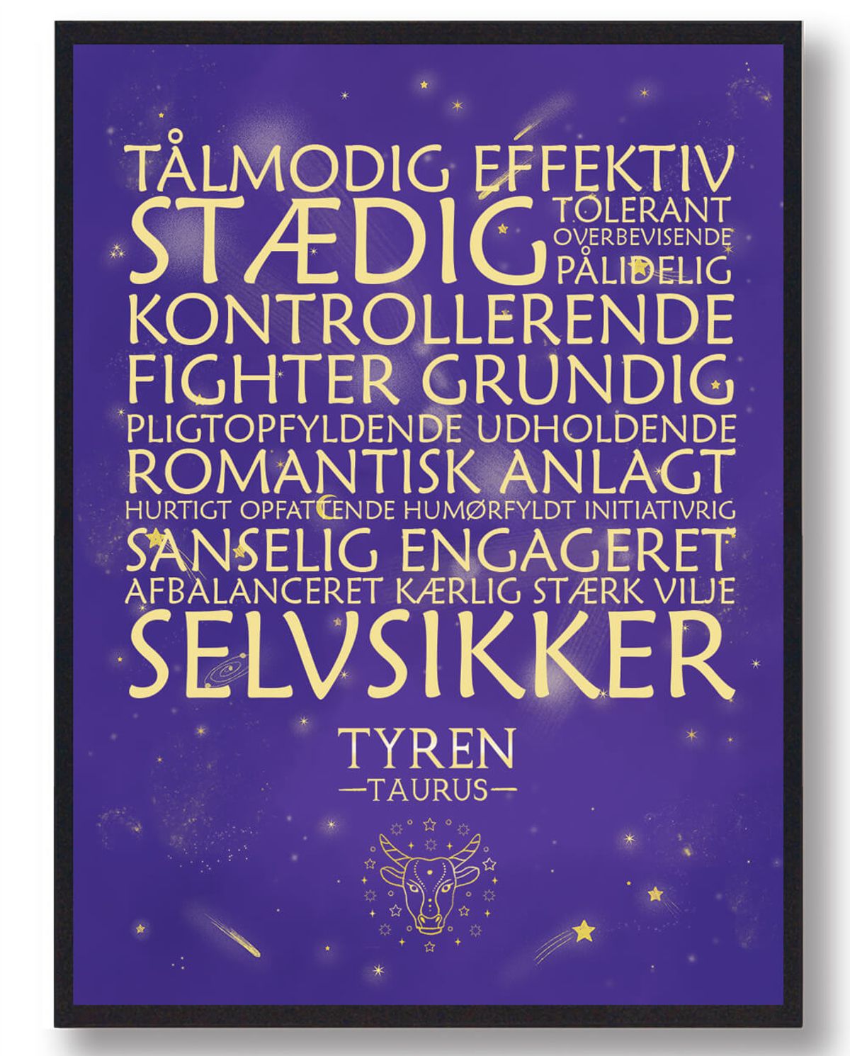 Stjernebillede tyren lilla (Størrelse: M - 30x40cm)