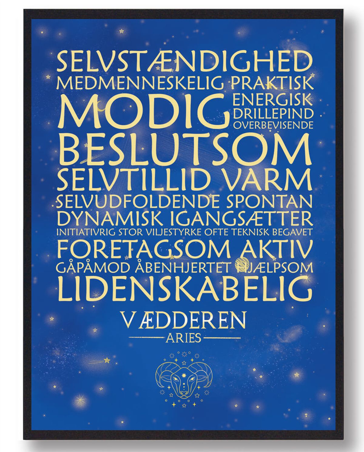 Stjernebillede vædderen blå (Størrelse: L - 50x70cm (B2))