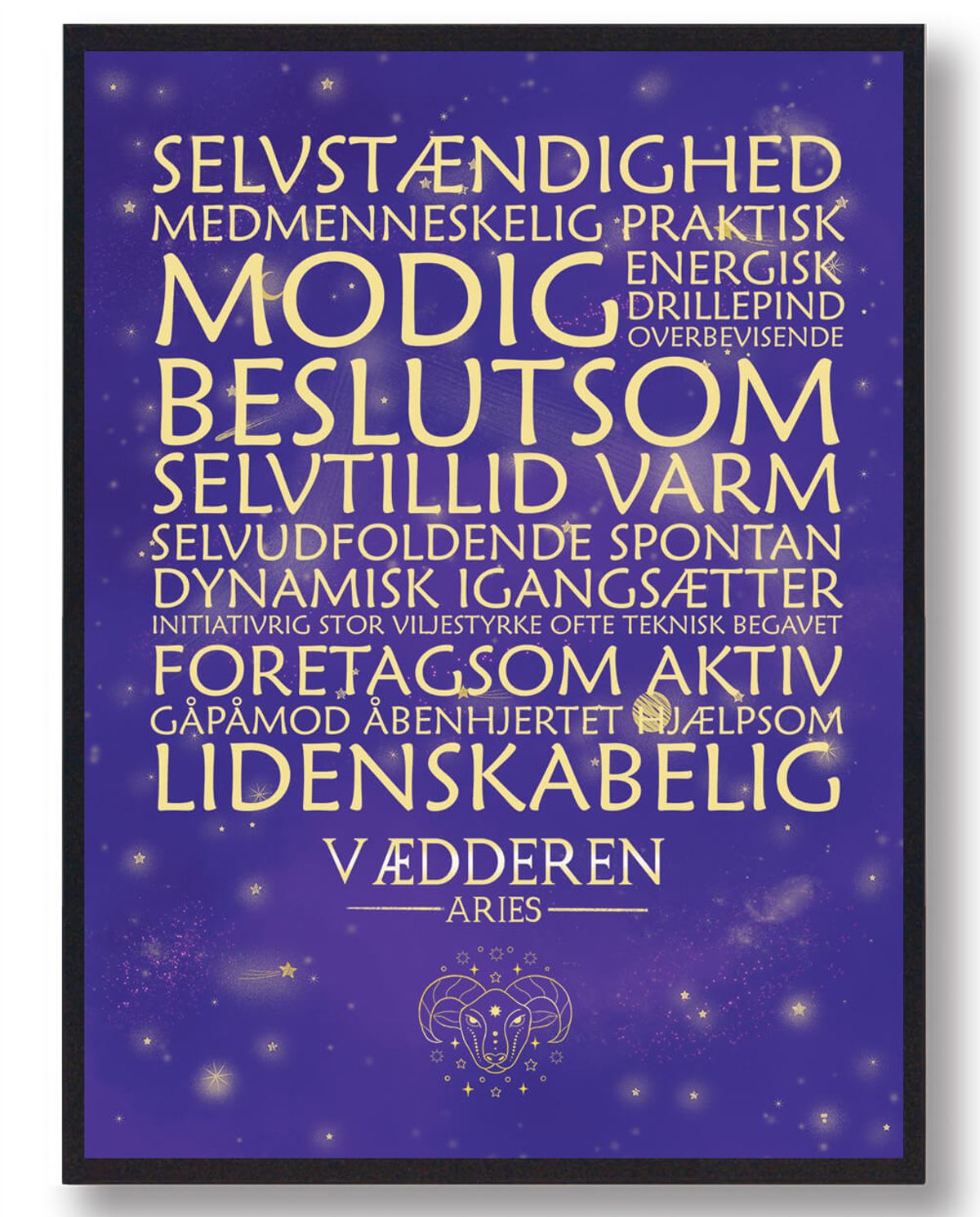 Stjernebillede vædderen lilla (Størrelse: L - 50x70cm (B2))